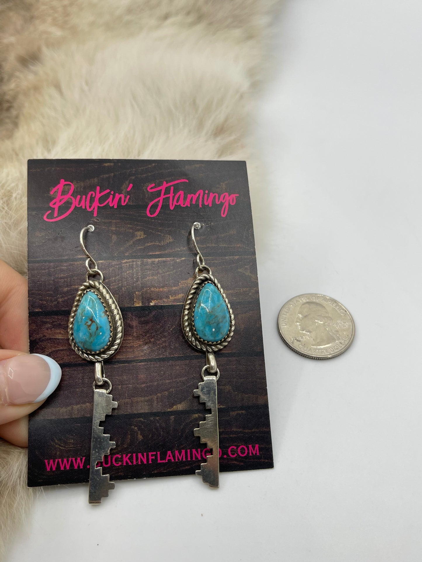 Kingman Turquoise Dangle Earrings by Christina Jackson, Navajo
