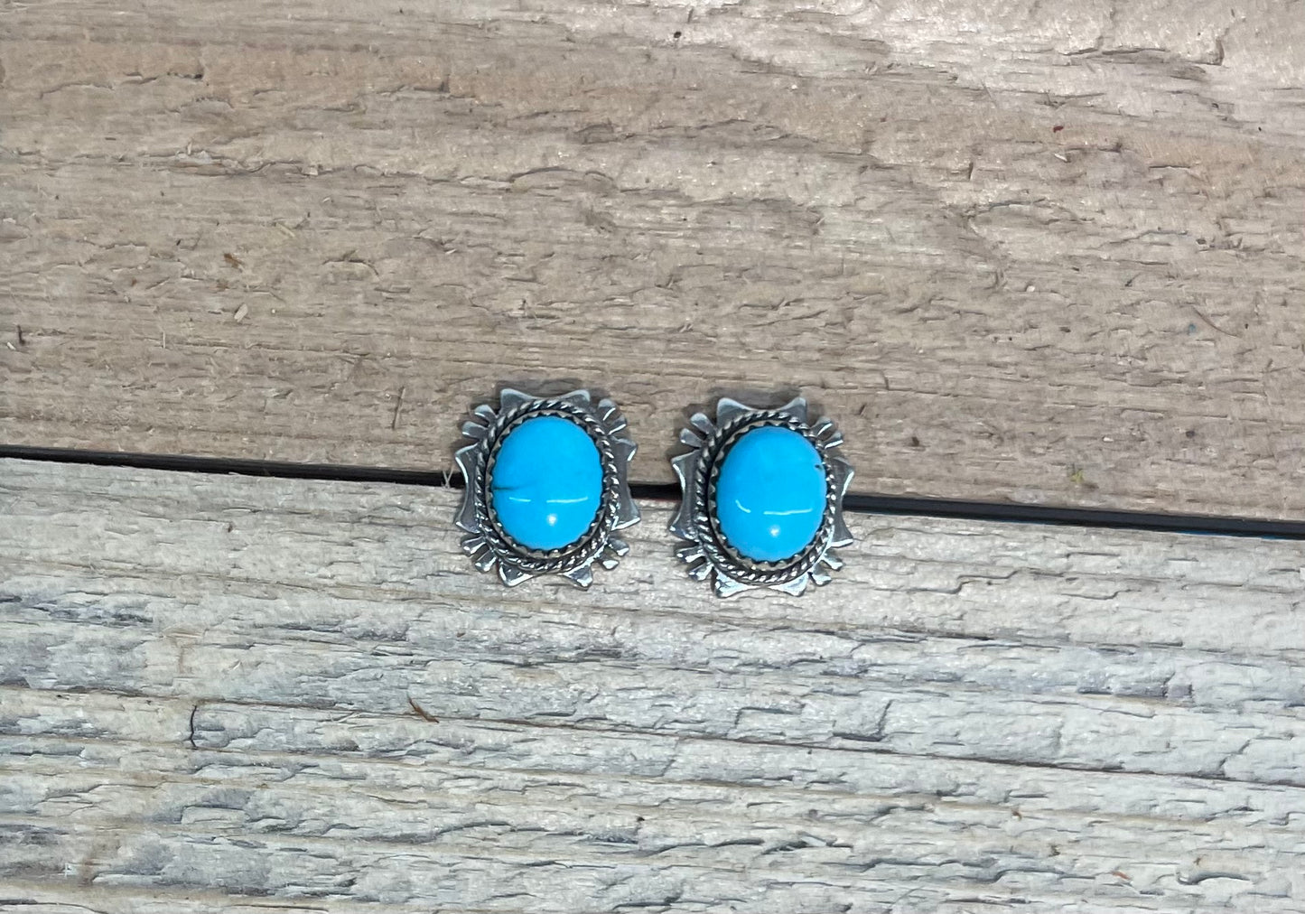 Oval Sleeping Beauty Turquoise Post Earrings