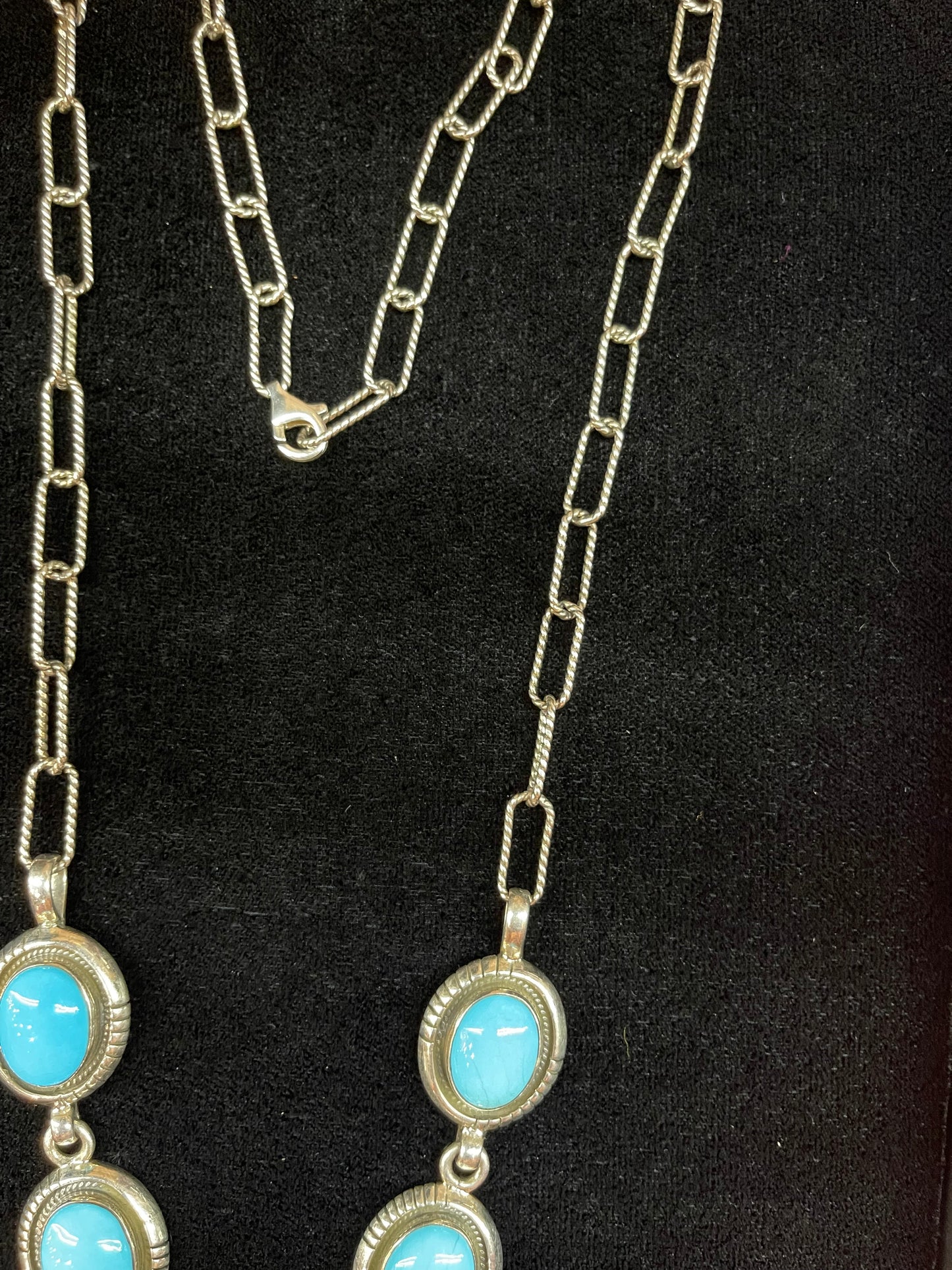 Sleeping Beauty Turquoise Lariat Style Necklace