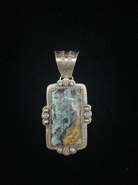 Mantis Turquoise Rectangle Pendant with a 13.4mm Bale