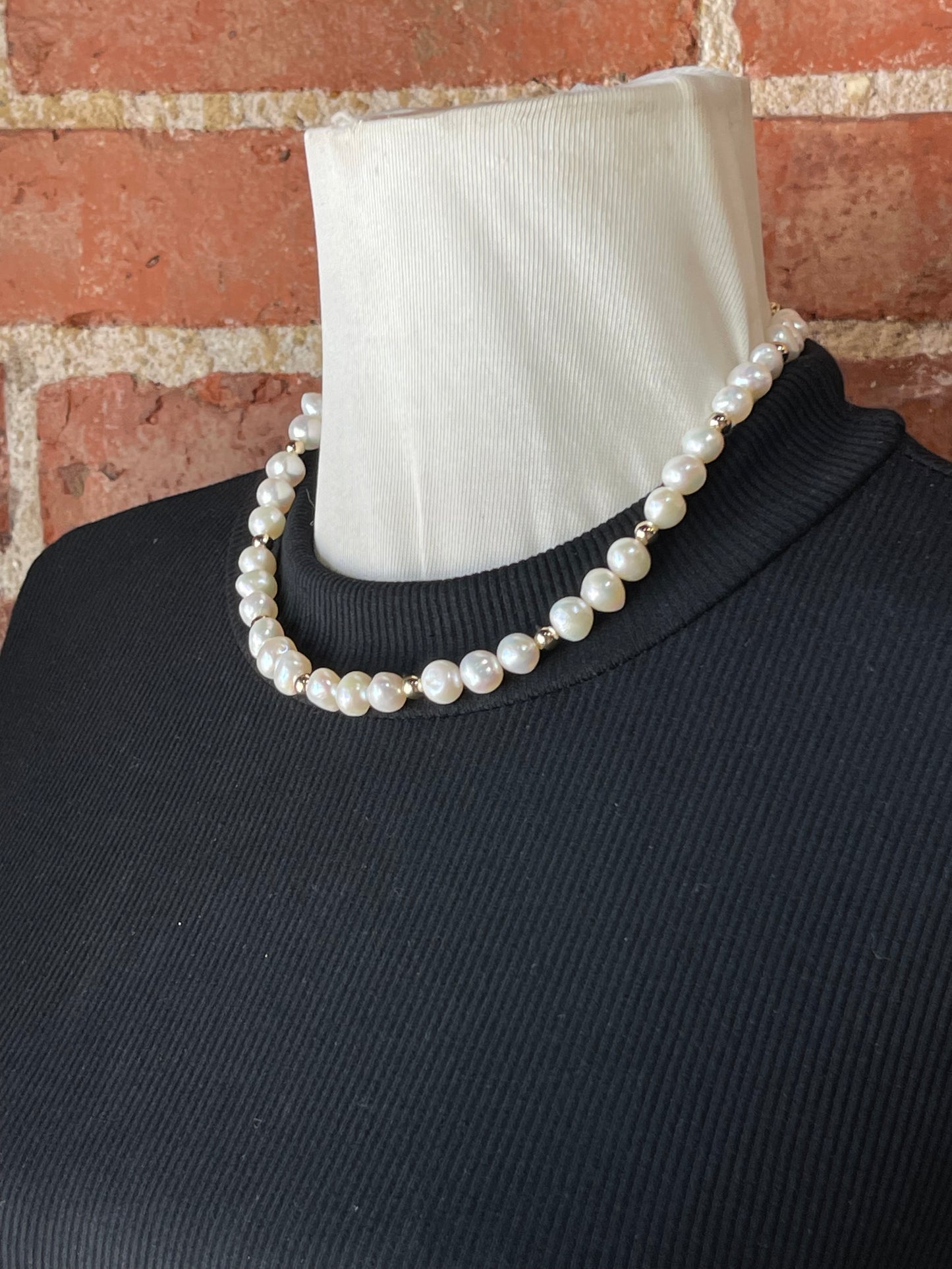 16"+2" 14k Gold Filled Beads and Freshwater Pearls Necklace