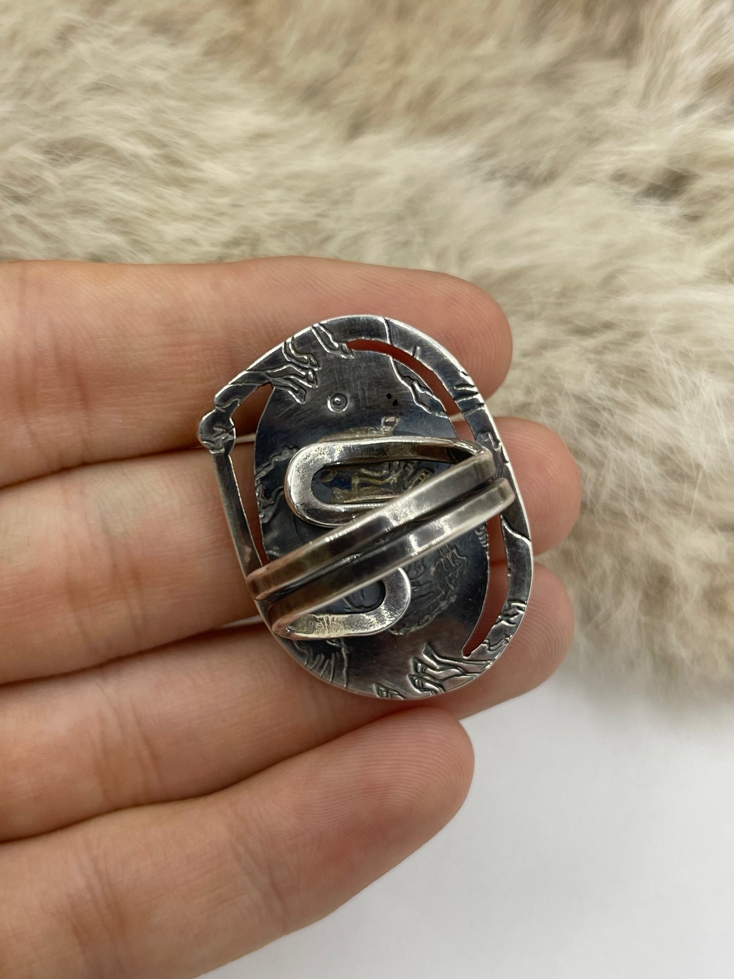 Bad Bronc Adjustable (Up To 10.0) Ring w/ Arizona Turquoise & 14k Gold Ball by Bad Bronc