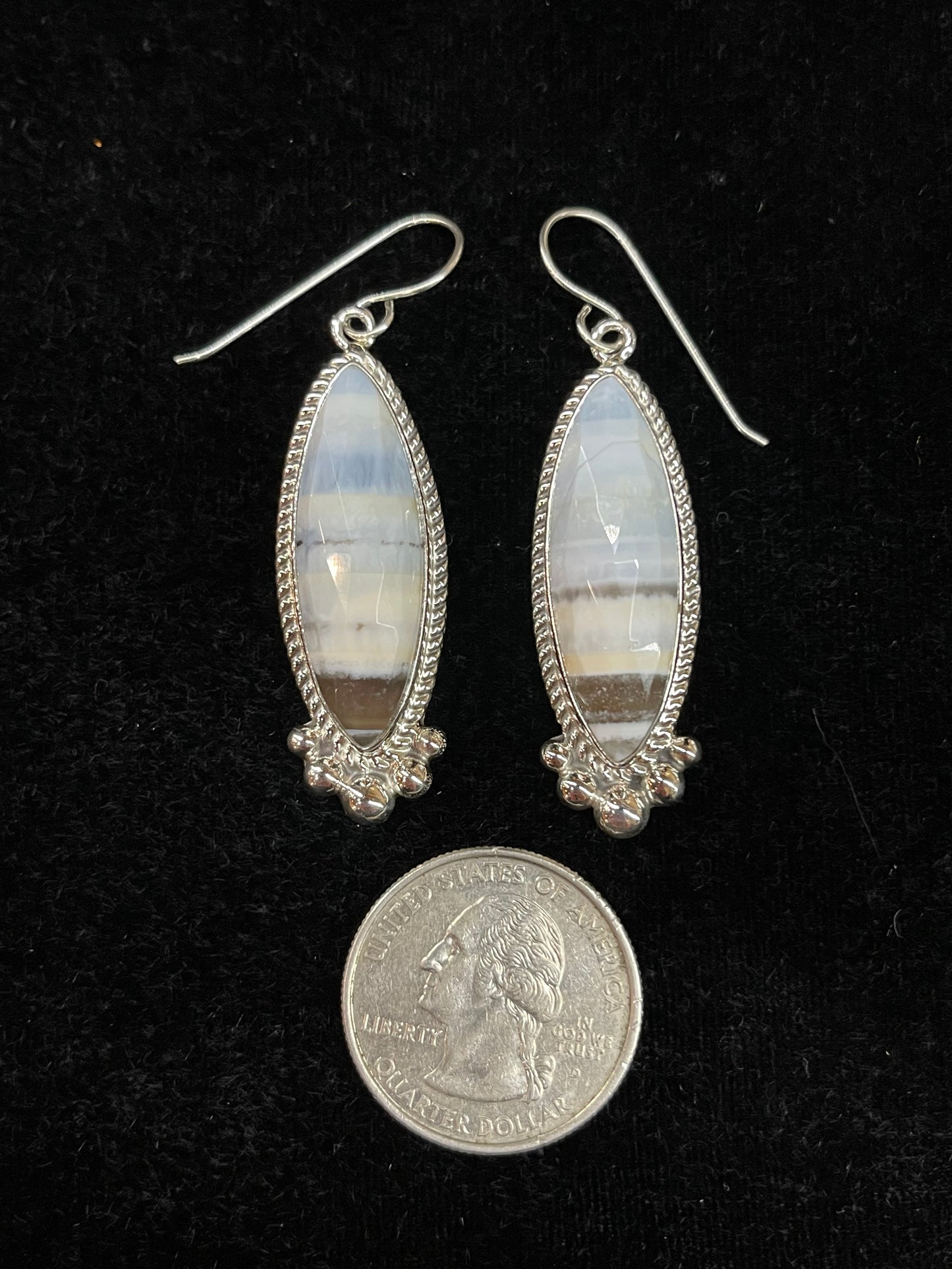 Botswana Blue Agate Earrings by Shirley Henry, Navajo