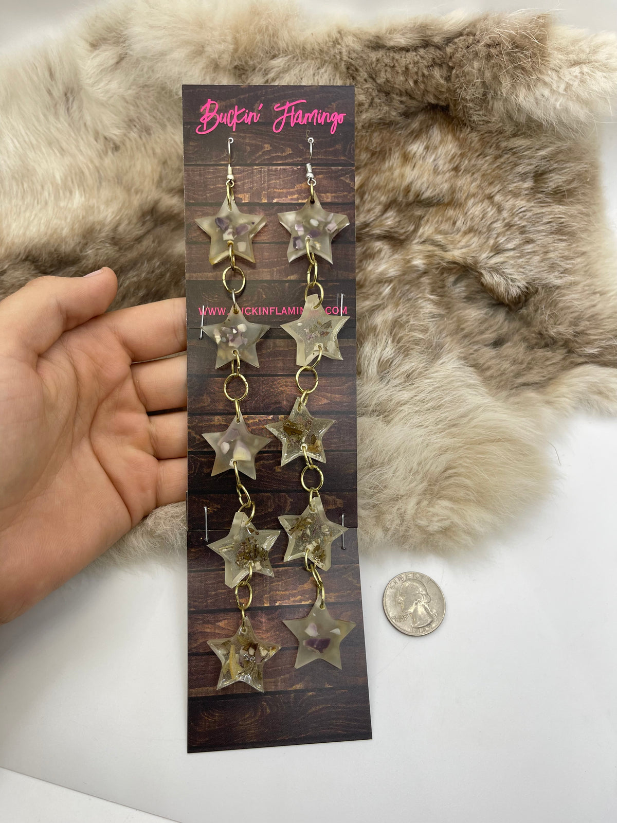 8" Resin Star Earrings by Ron McCulley, Navajo