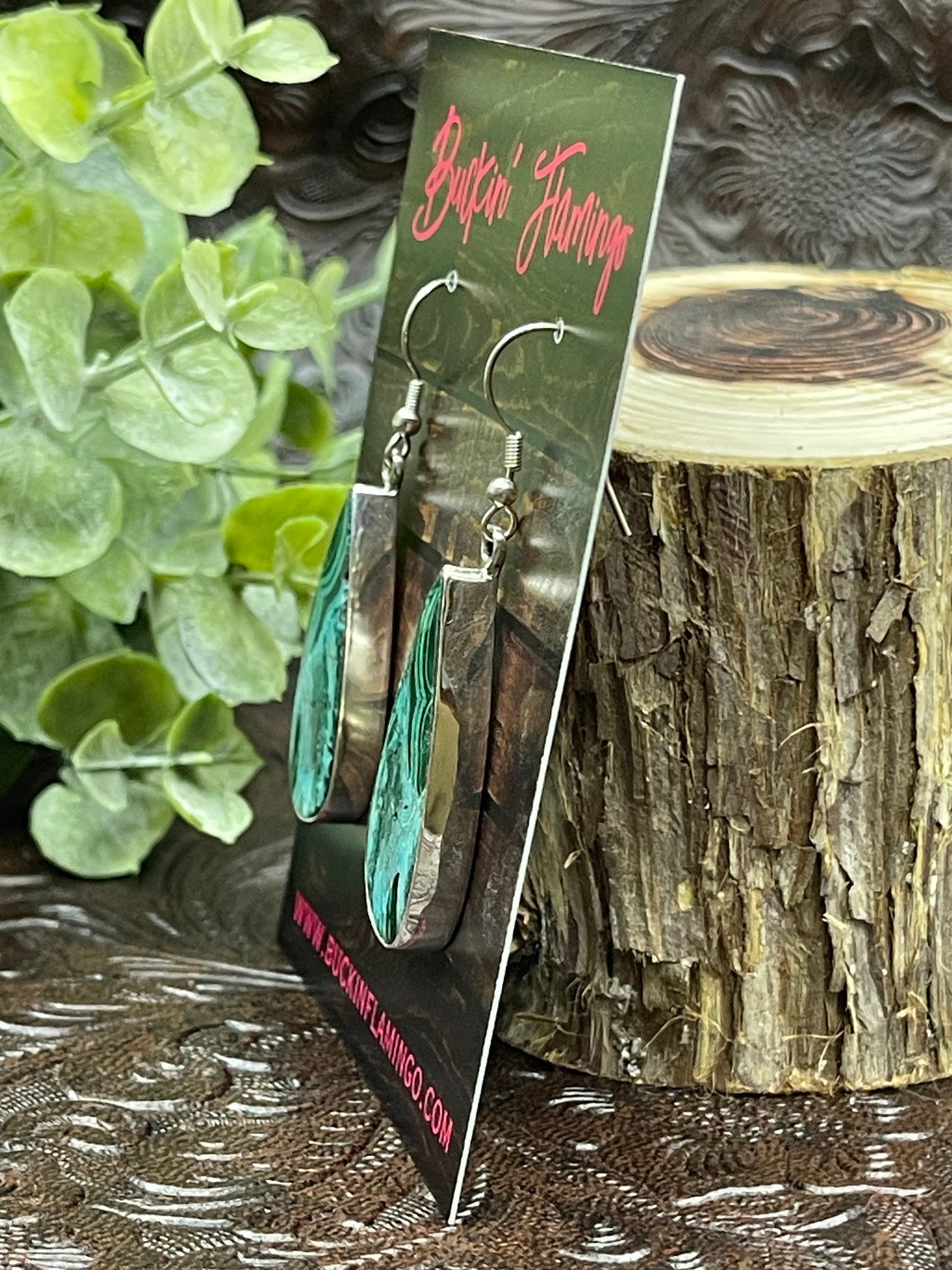 Malachite Teardrop Dangle Earrings