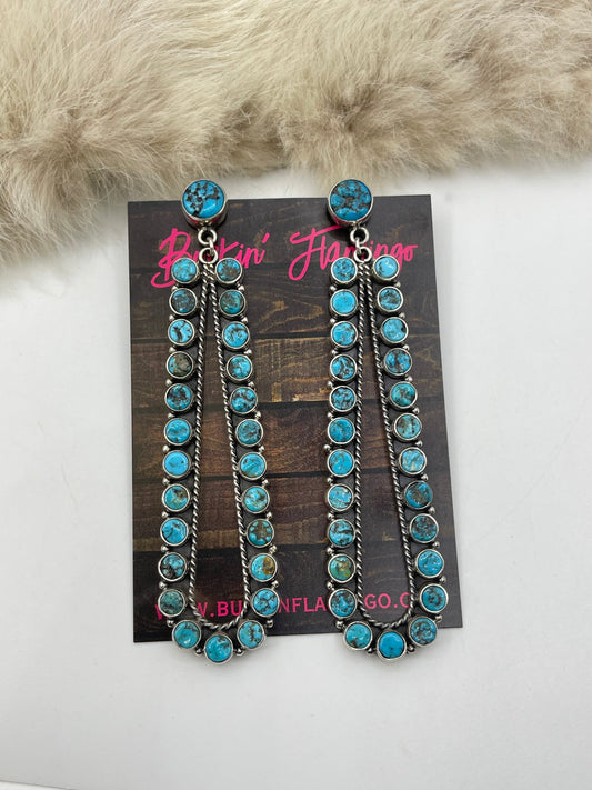 4" Long Natural Sleeping Beauty Turquoise Long Teardrop Dangle Earrings