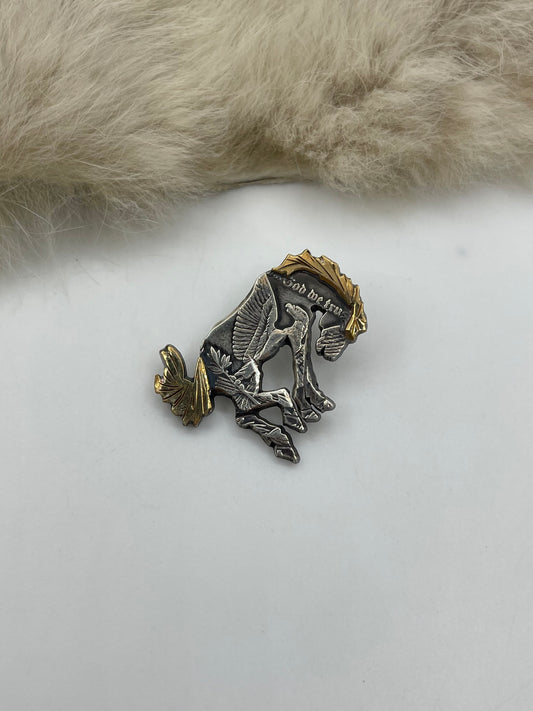 14k Gold Filled Mane & Tail “In God We Trust Bronce” Pendant by Bad Bronc
