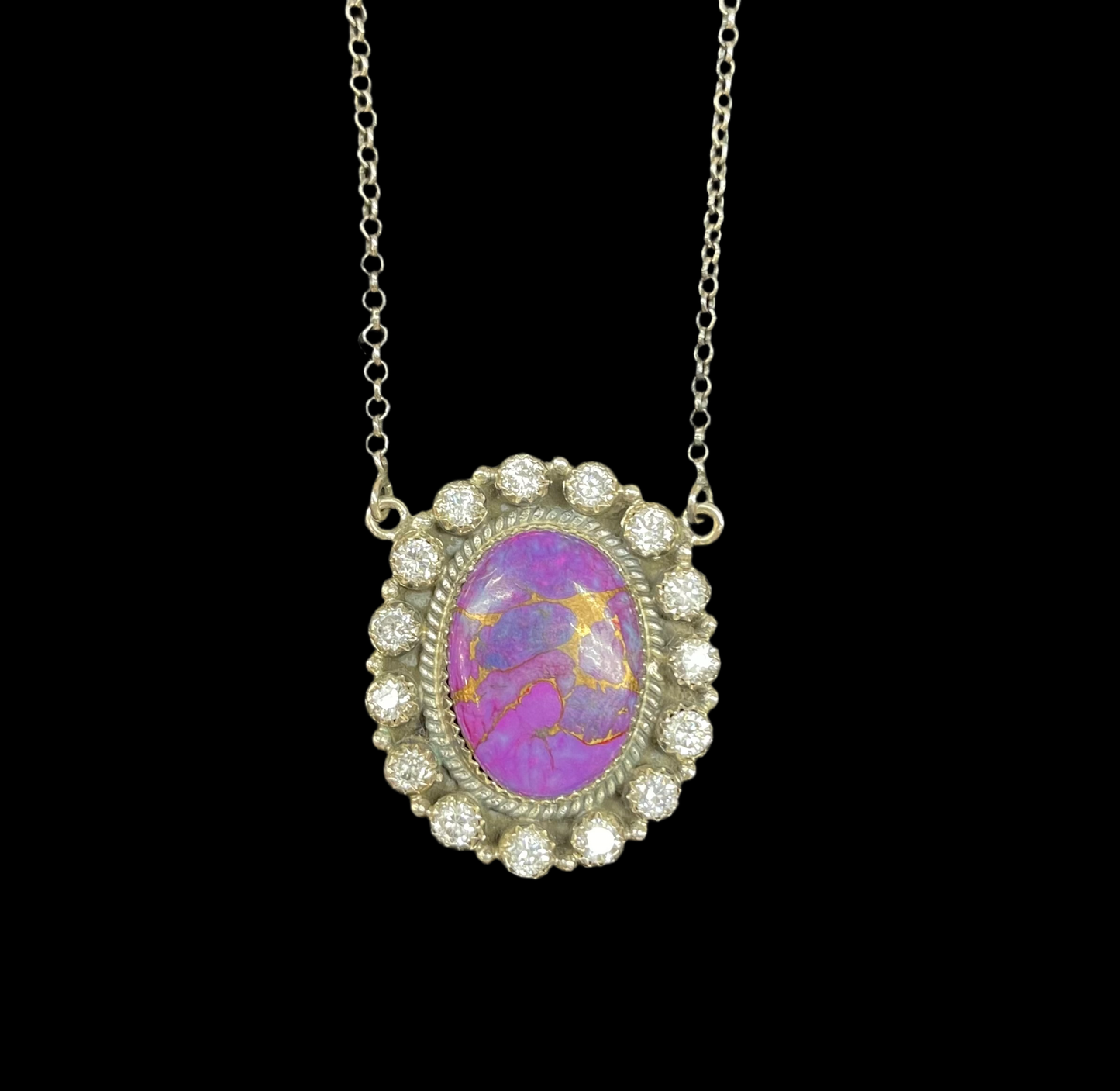 Purple Mojave and CZ Crystal Necklace; HADA Collection