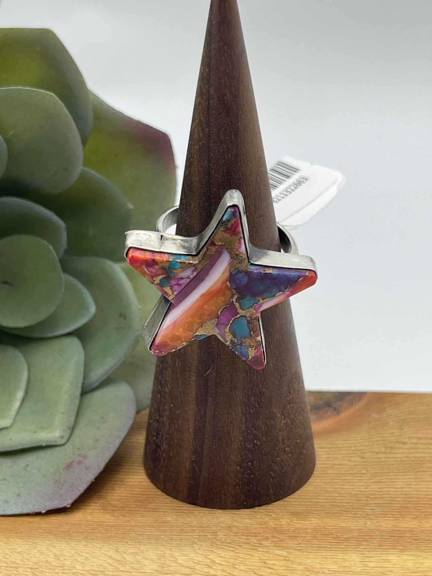 Adjustable Orange Crush Star Ring by Donovan Skeets, Navajo