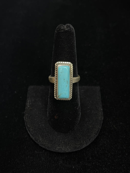 Adjustable Blue Turquoise Bar Ring