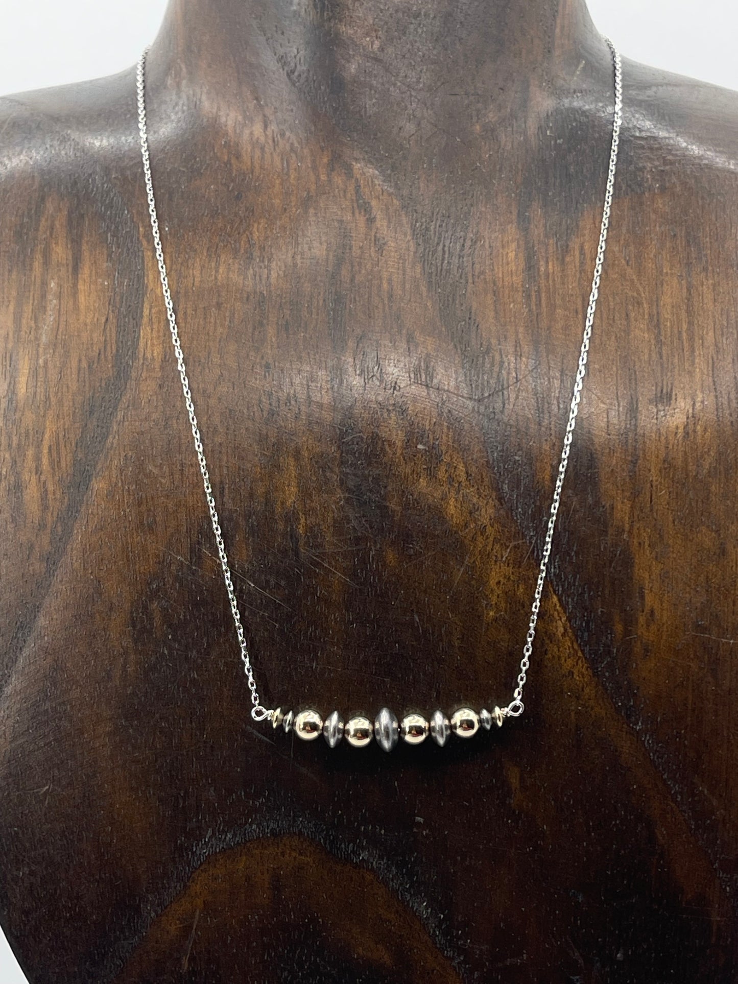 16" 14k Gold Filled Beads and Navajo Pearls Necklace