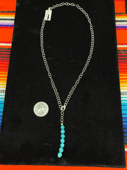Natural Sleeping Beauty Turquoise Lariat Necklace