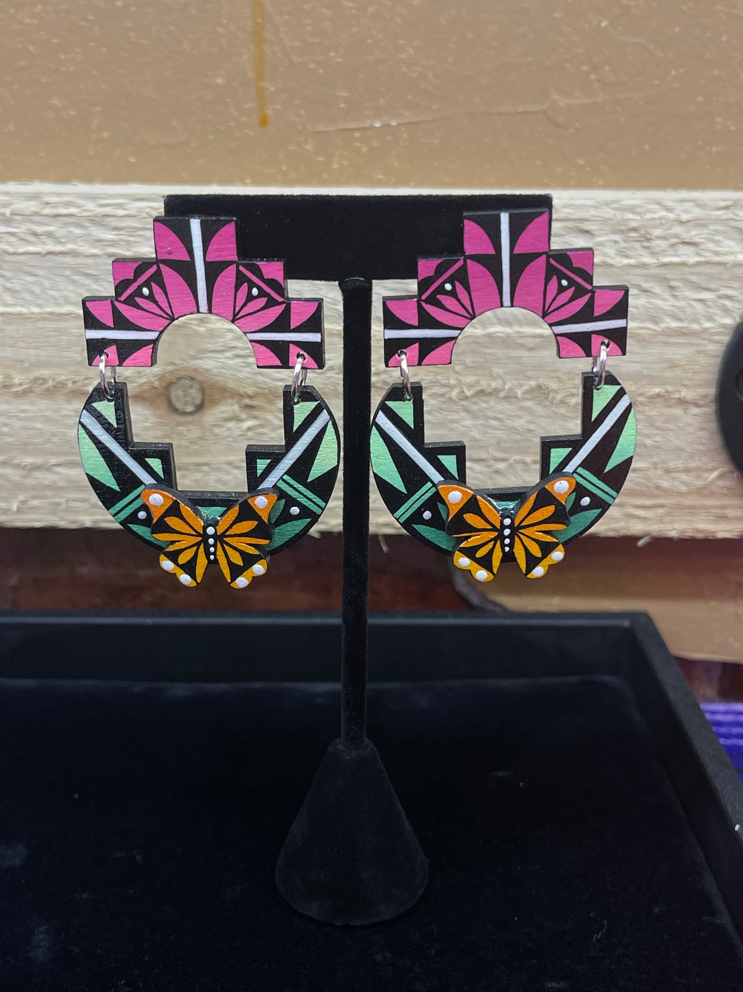 Hand Painted Wood Earrings