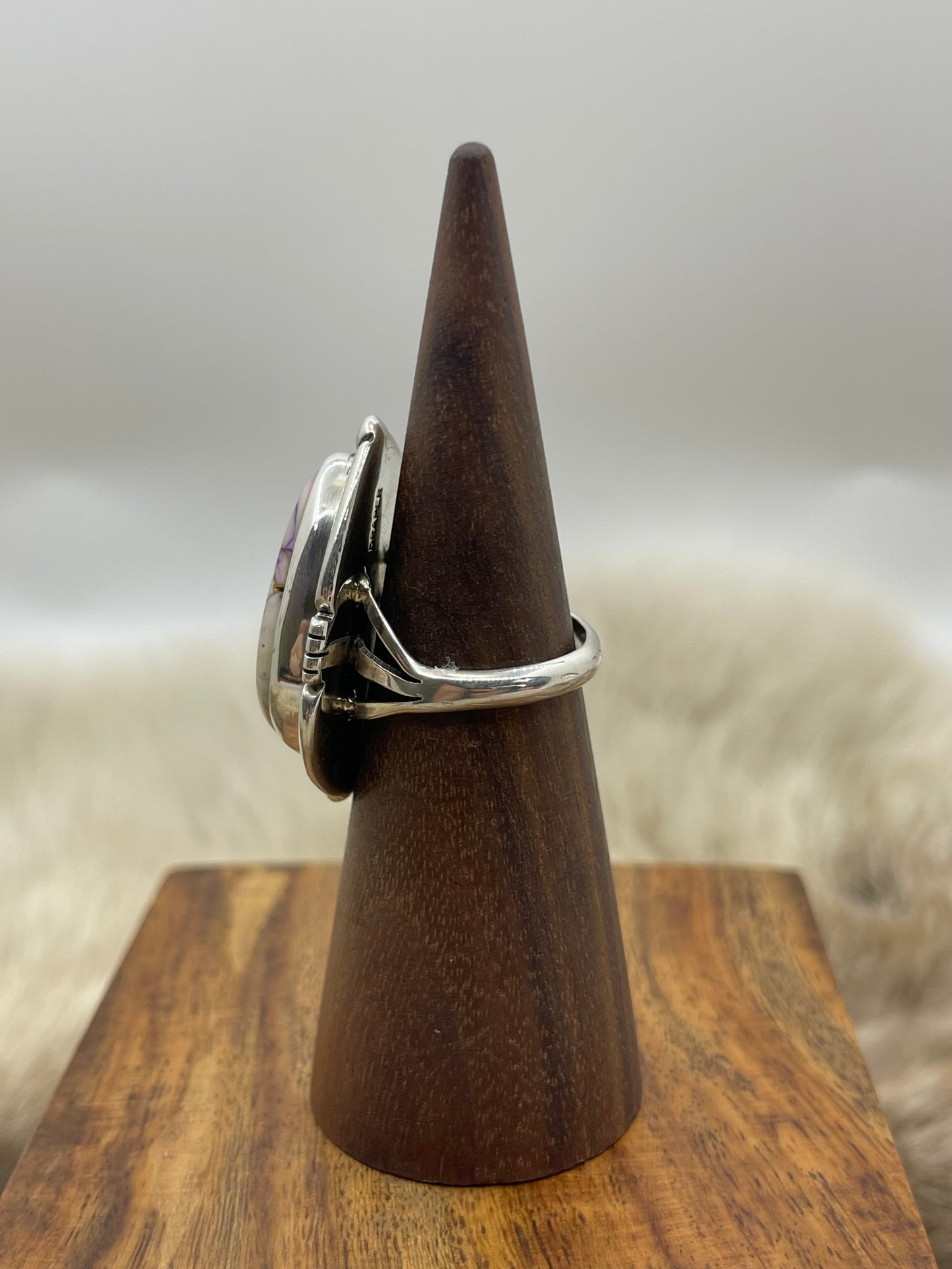 8.0 Lavendar Dahlia Ring By Joelias Draper, Navajo