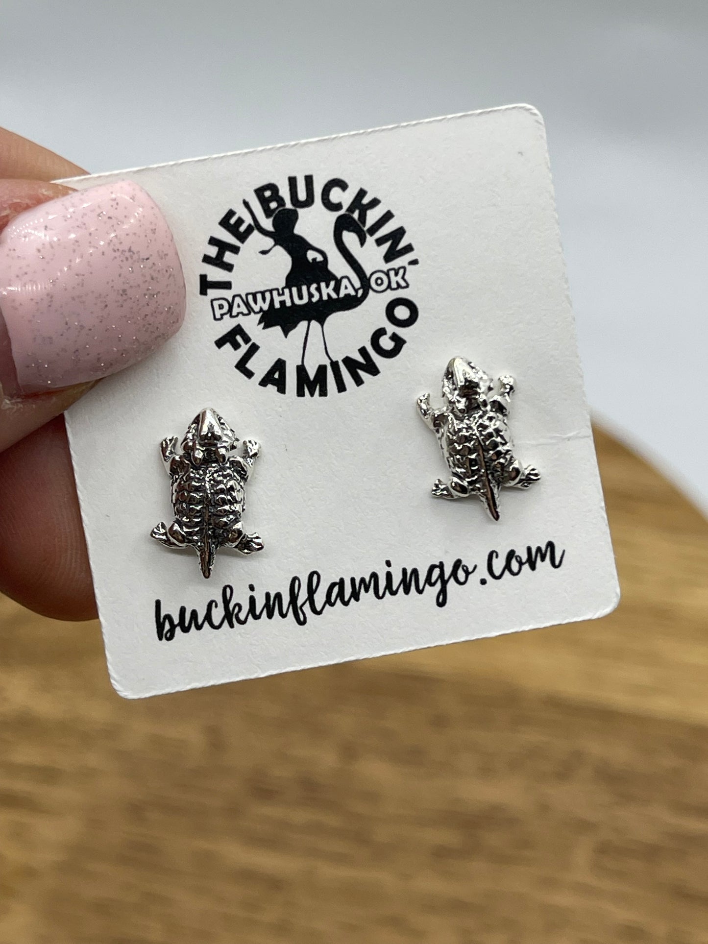 Sterling Silver Horned Frog Stud Post Earrings