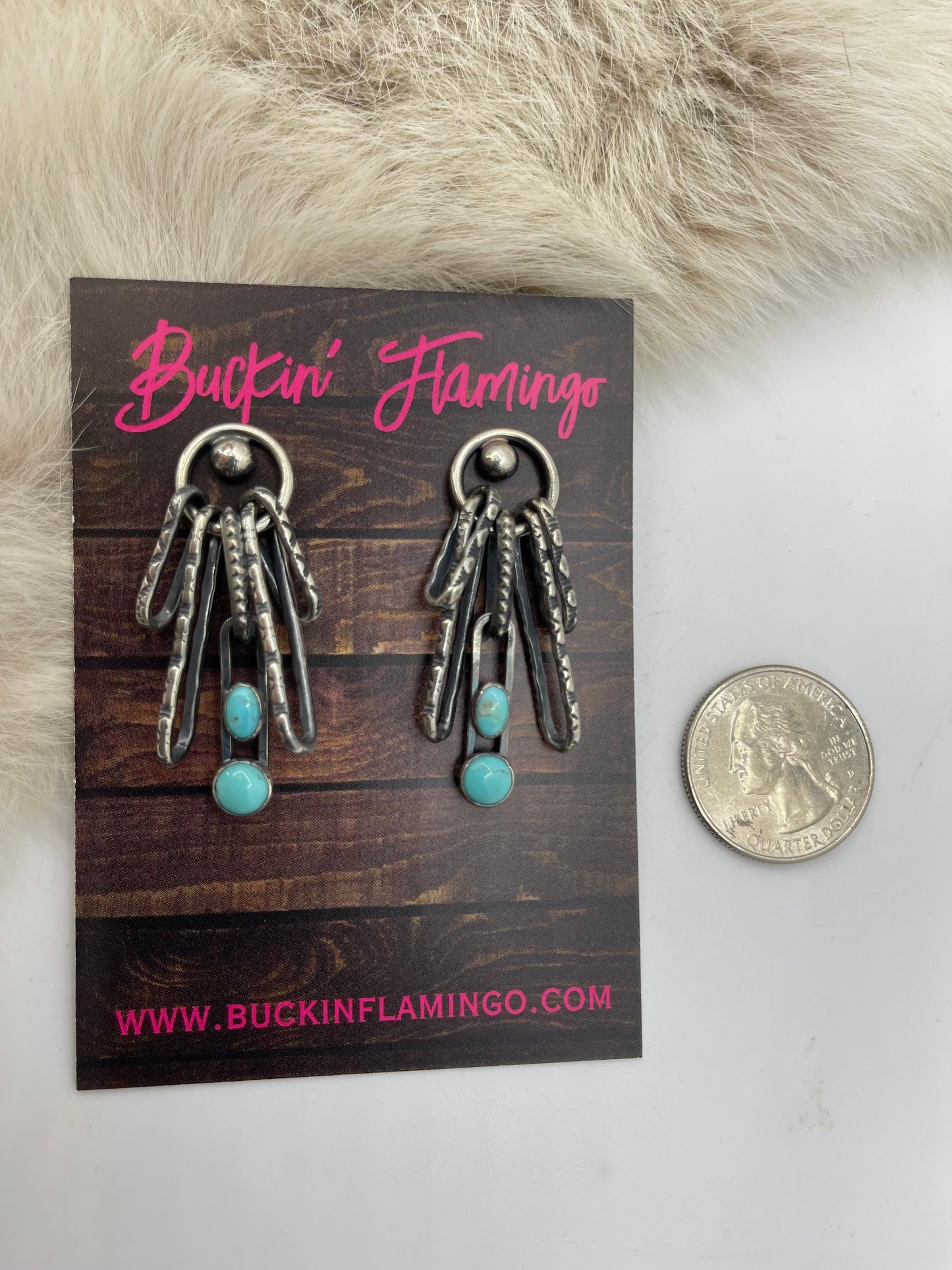 Paperclip Chain Earrings with Turquoise by Bad Bronc