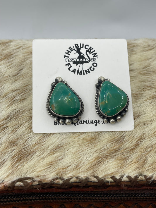 Royston Turquoise Earrings by Elouise Kee, Navajo