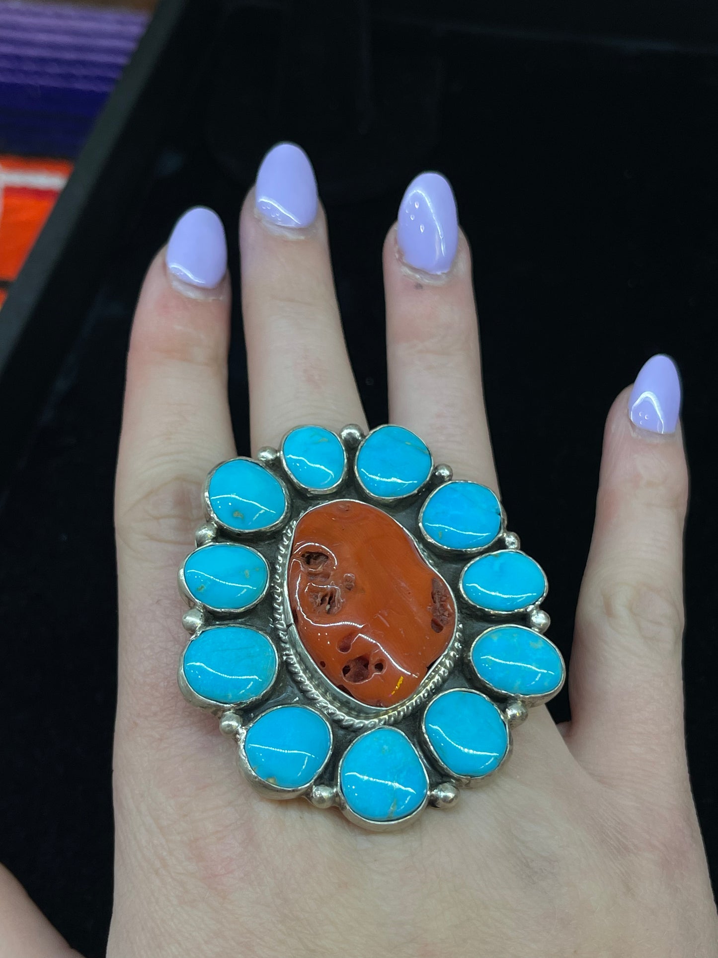 Coral & Sleeping Beauty Turquoise Ring