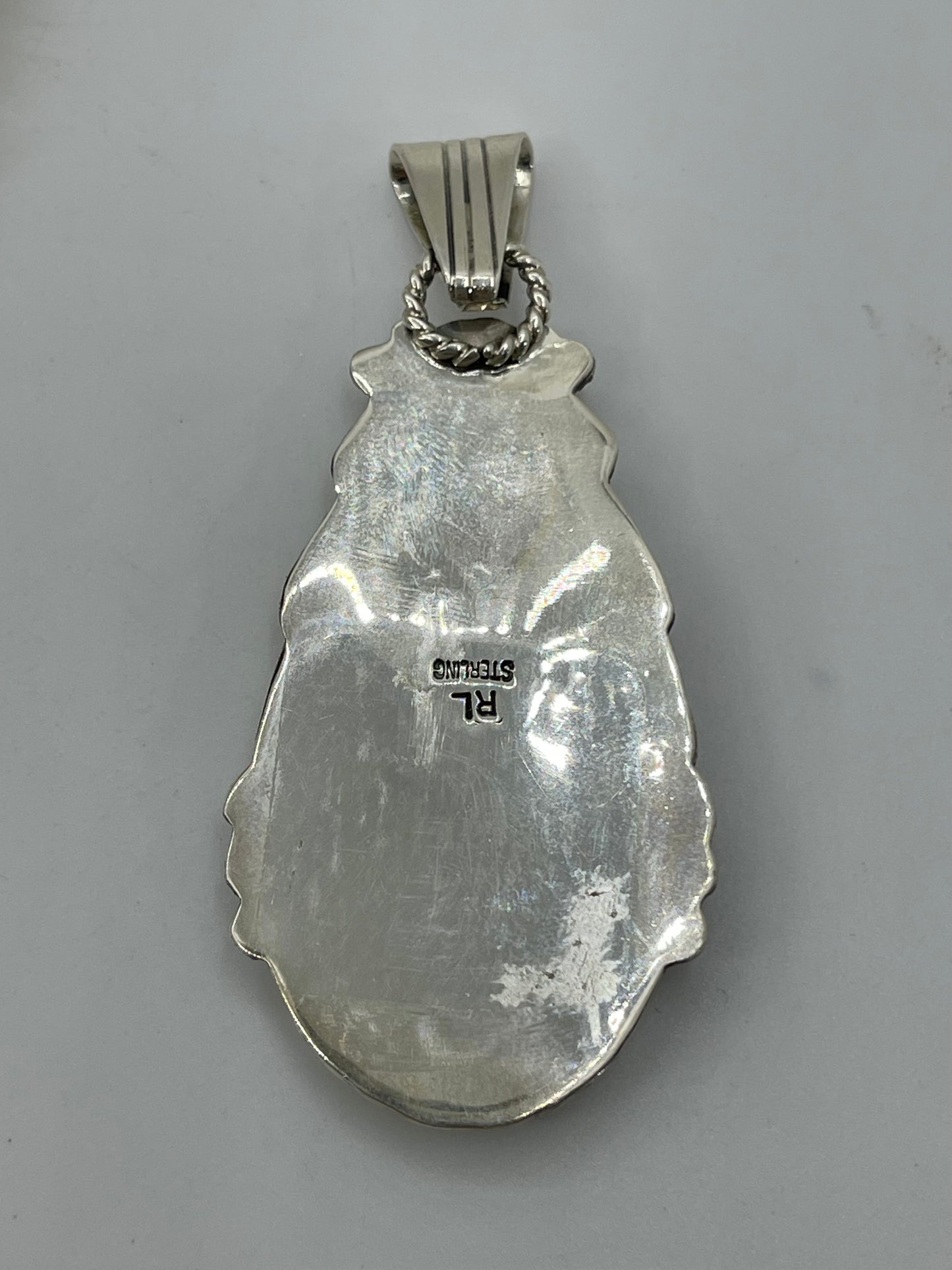 Multi Stone Inlay Teardrop Pendant with a 4.6mm Bale by Clayton Tom, Navajo