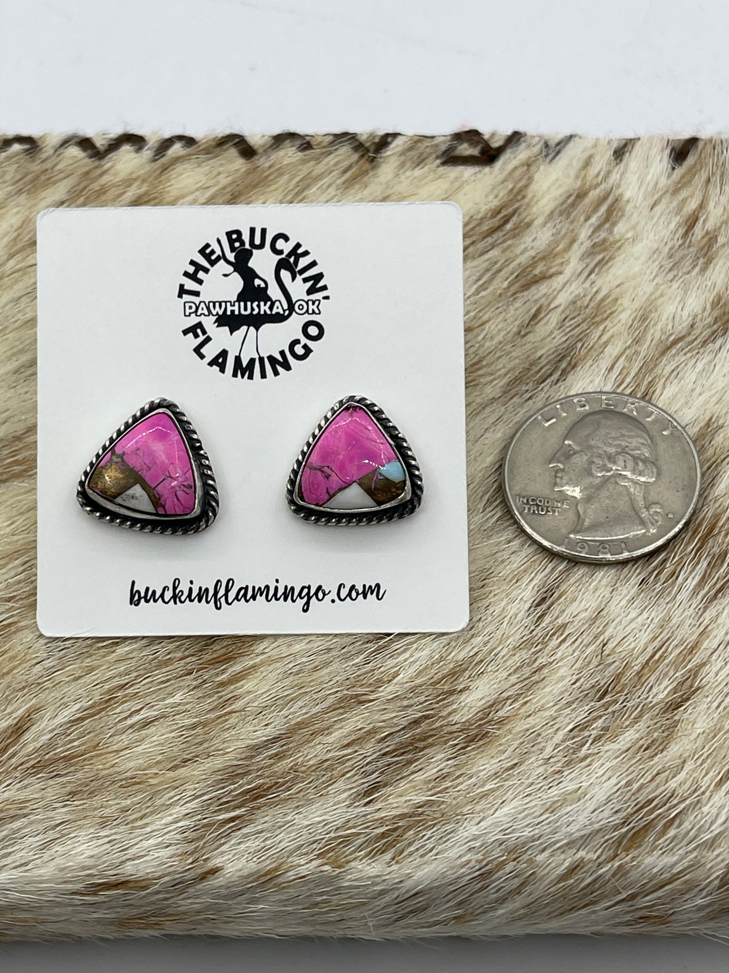 Triangle Cotton Candy Post Earrings, Navajo Made