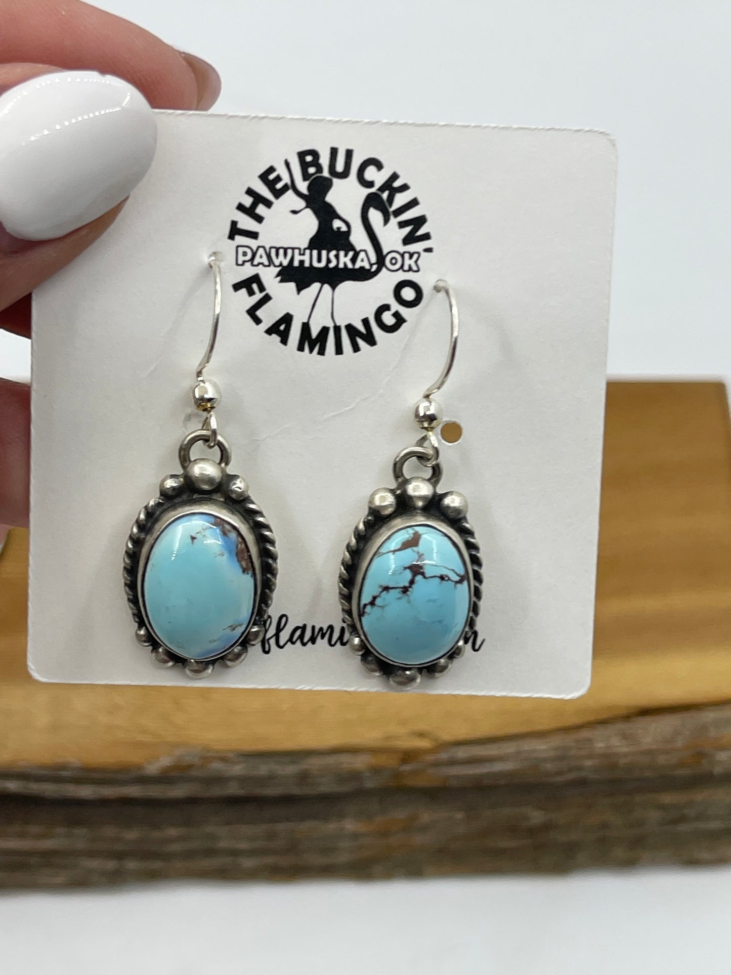 Golden Hills Turquoise Dangle Earrings by Donovan Skeets, Navajo