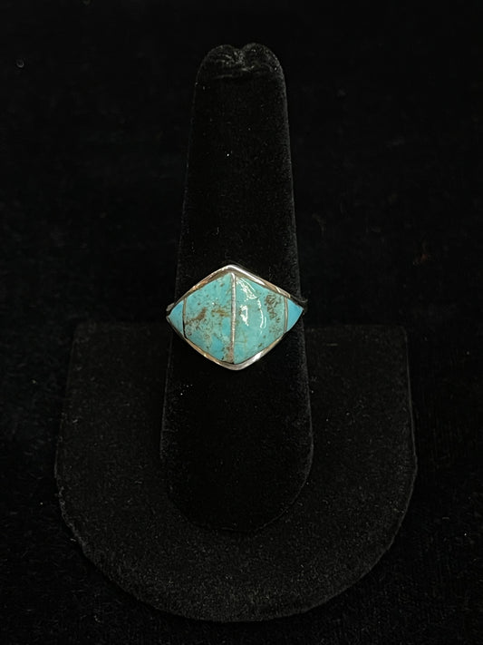 Turquoise Inlay Ring by Andrew Enrico, Navajo