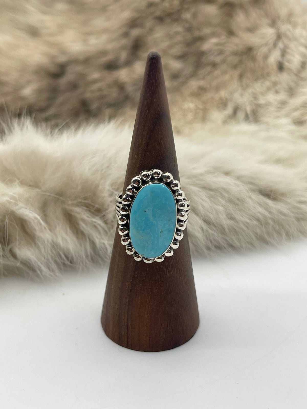 7.5 Turquoise Ring by James Bahe, Navajo