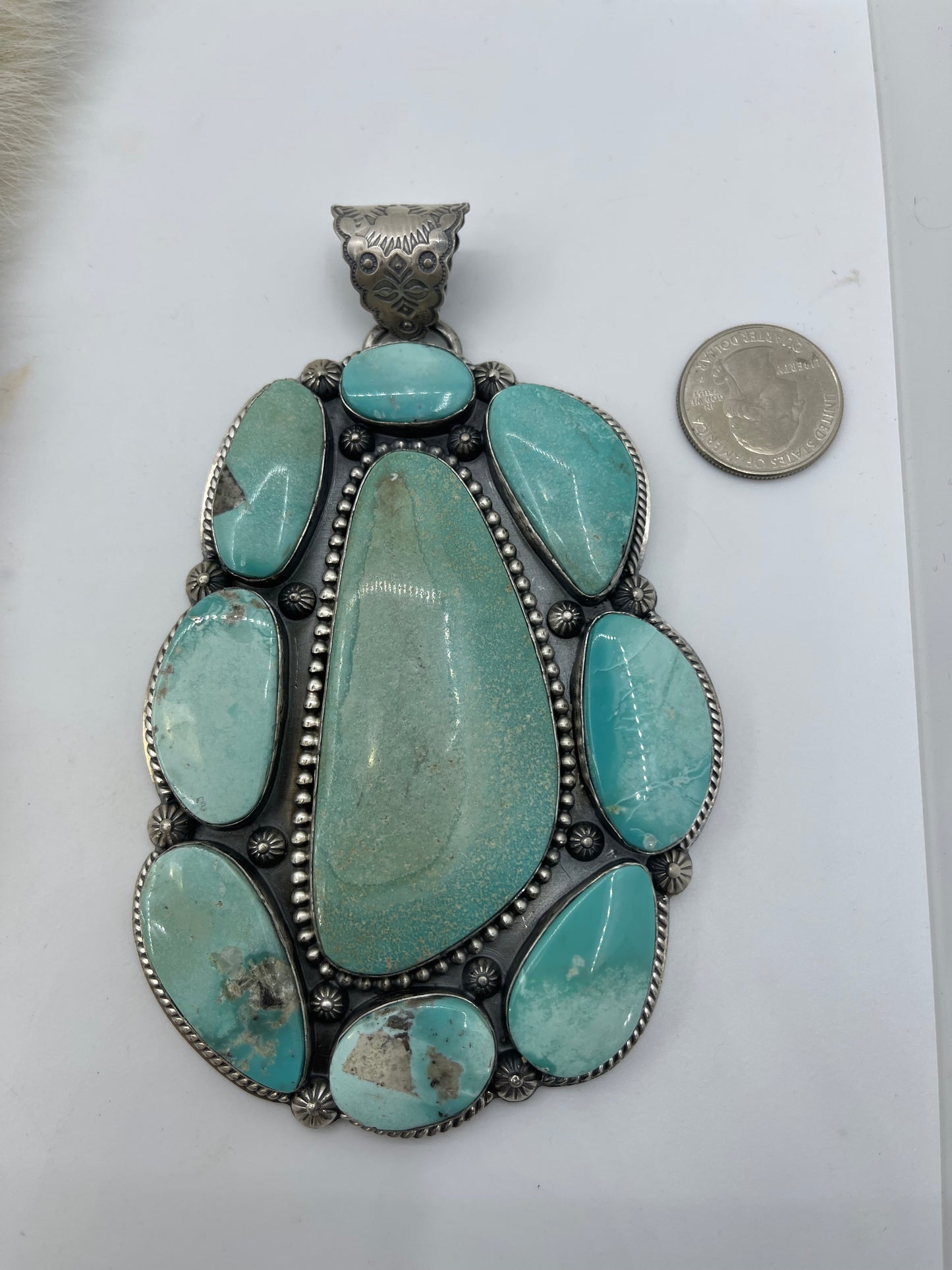 Turquoise Cluster Pendant by Jeff Largo, Navajo