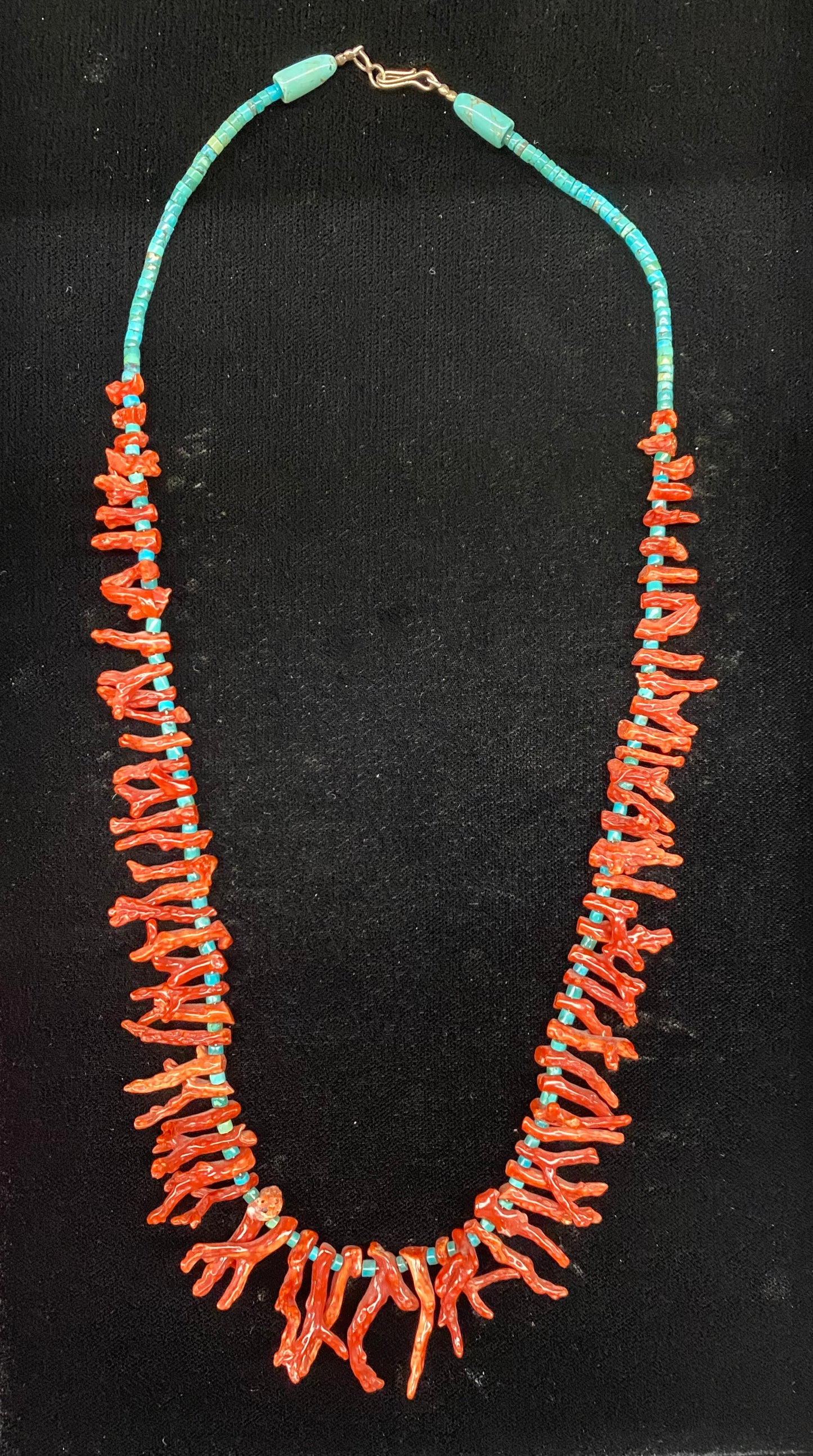 Natural Coral and Turquoise Heishi Bead Necklace