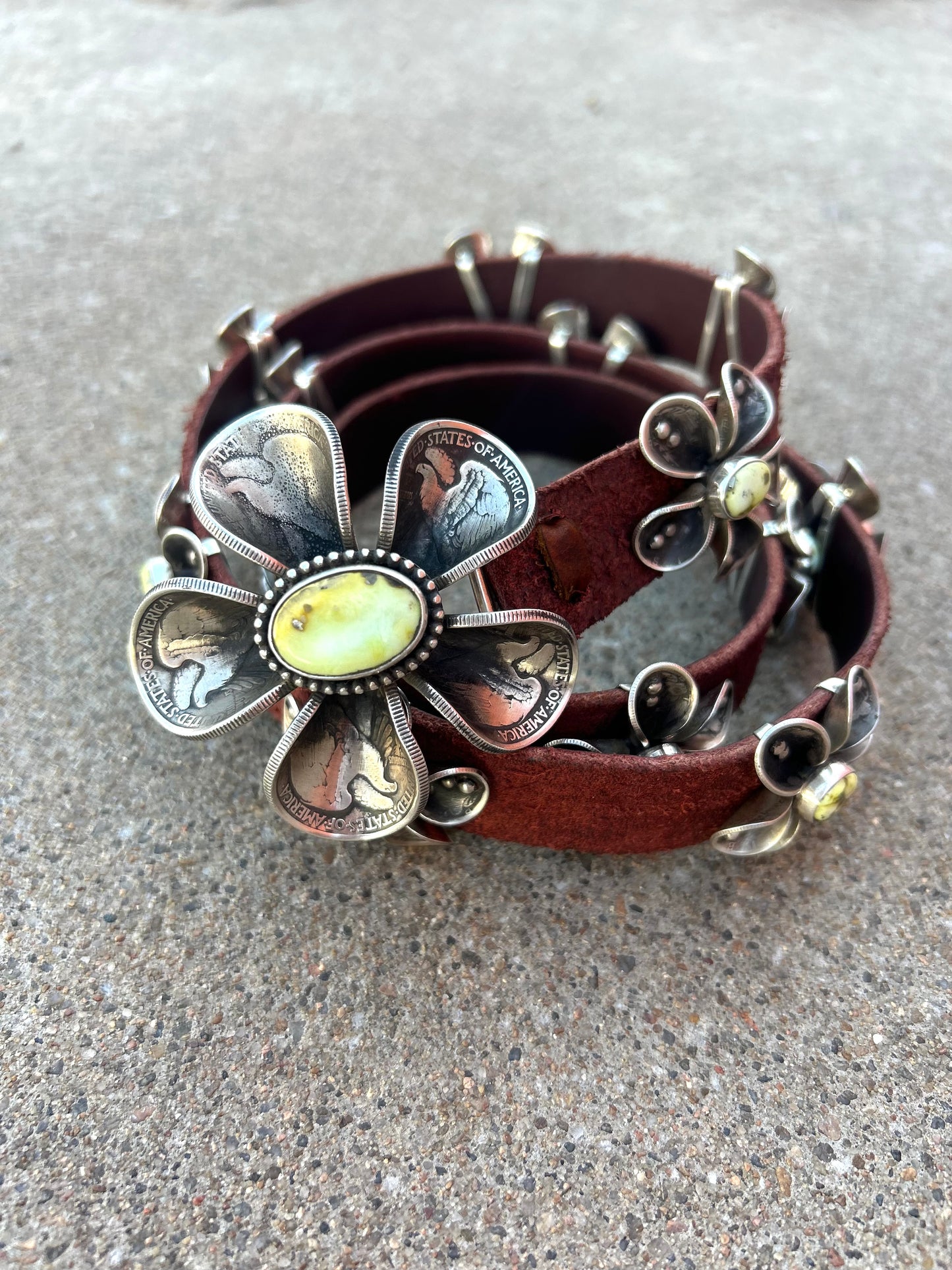 Silver Liberty Dollar Coins on Leather Belt by James Begay, Jr., Navajo