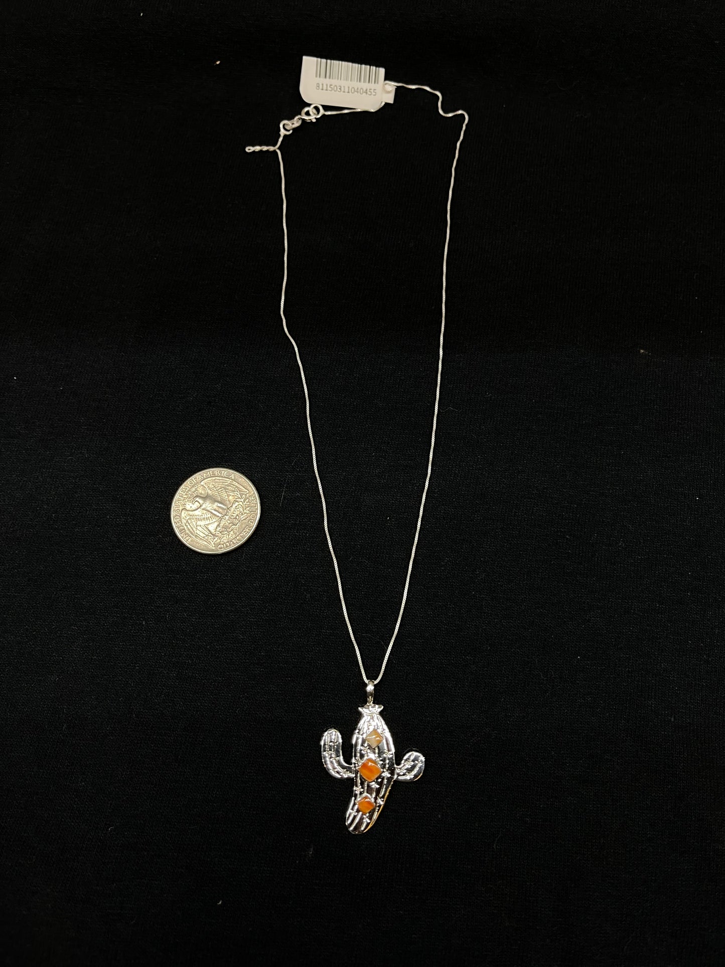 18" Orange Spiny Oyster Shell Cactus Necklace by Sonyei Coho, Navajo