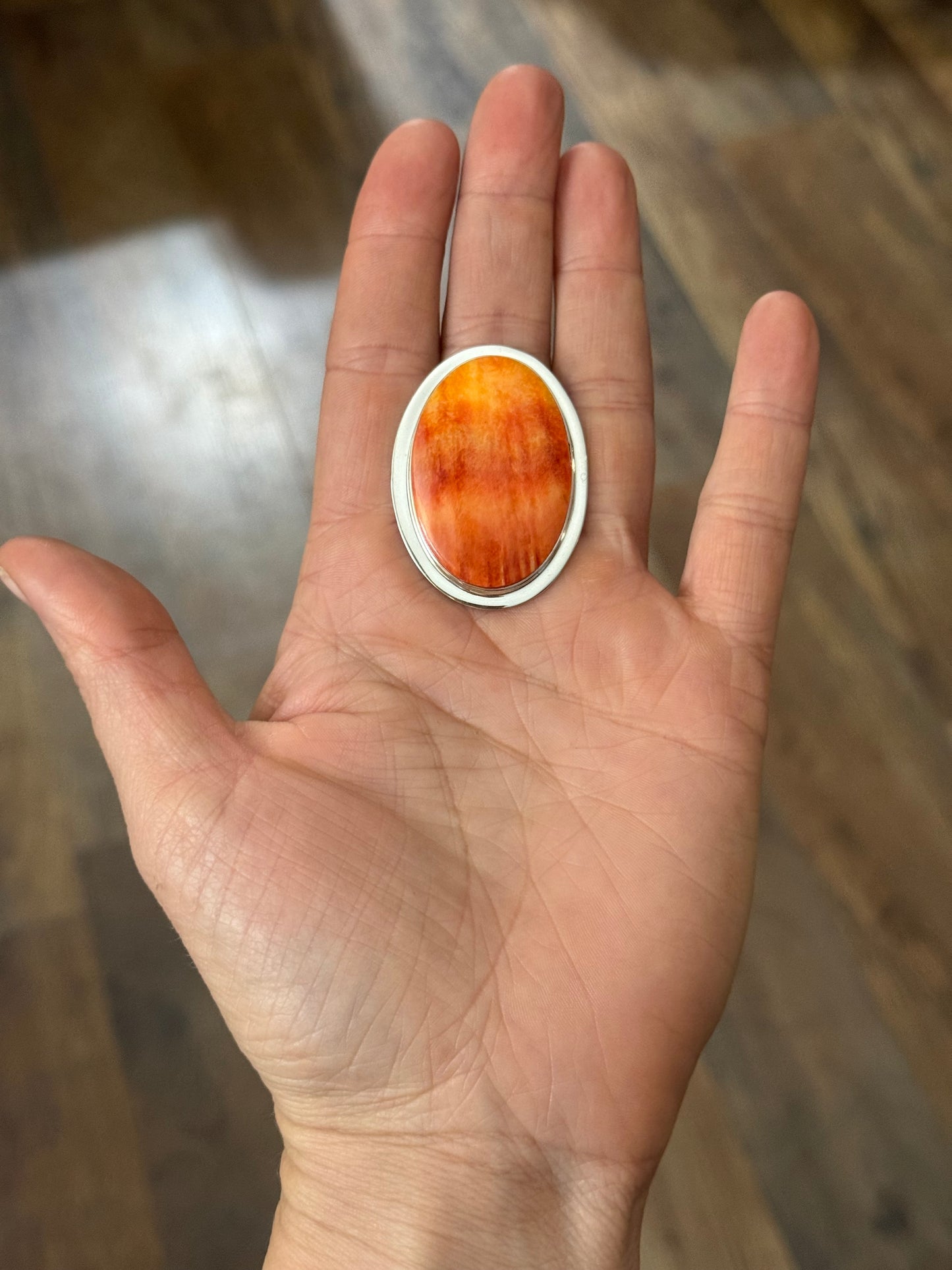 9.5 Spiny Oyster Shell Ring by Marie Jackson, Navajo