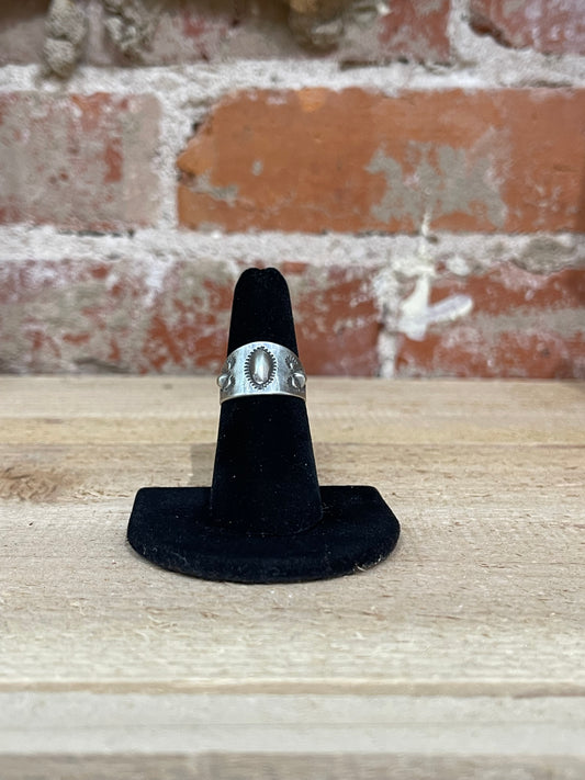 6.0 Stamped Sterling Silver Ring by Jan Mariano, Navajo