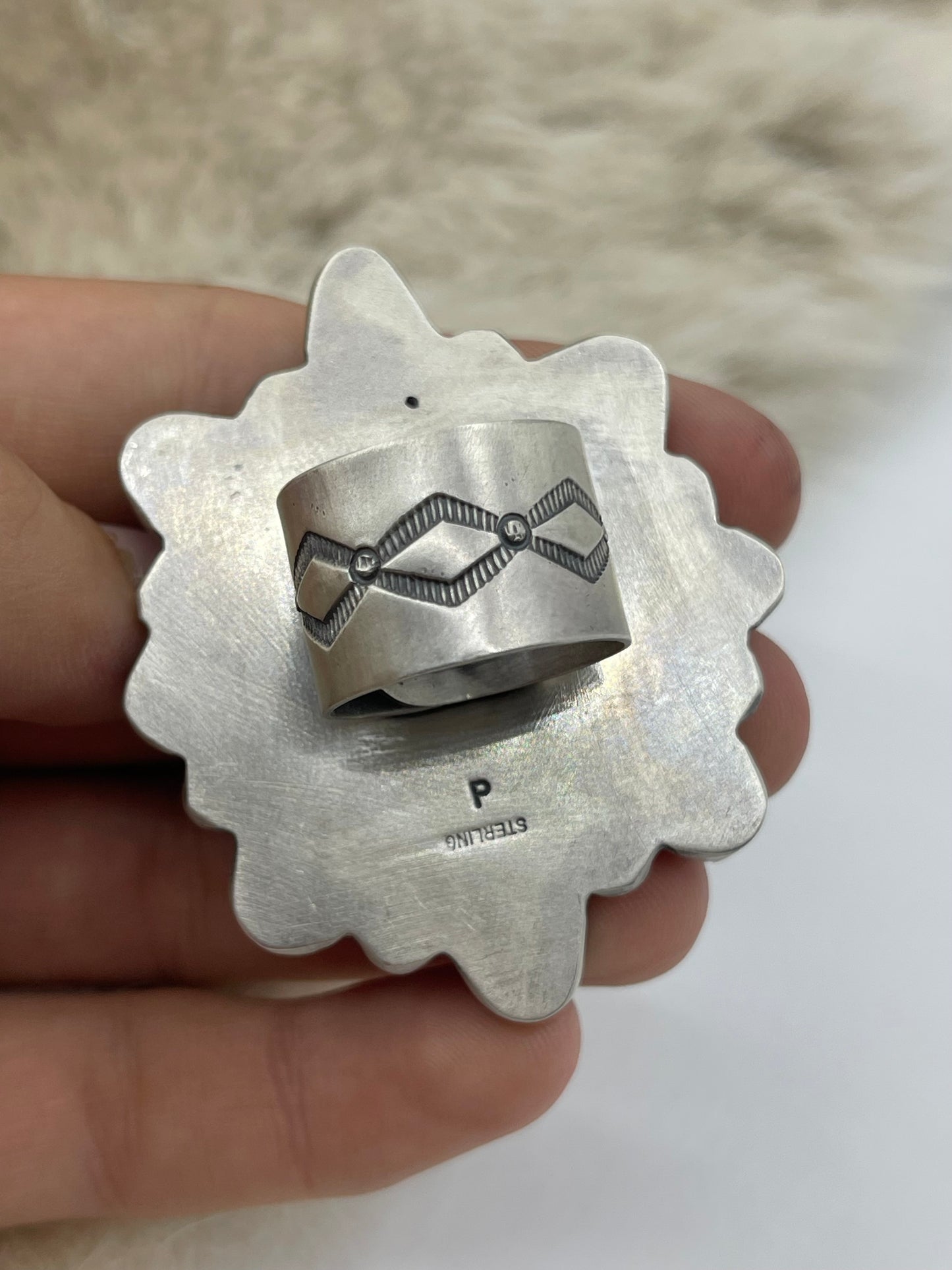 Adjustable (6.0-11.0) Golden Hills Cluster Ring by Thompson Piaso, Navajo
