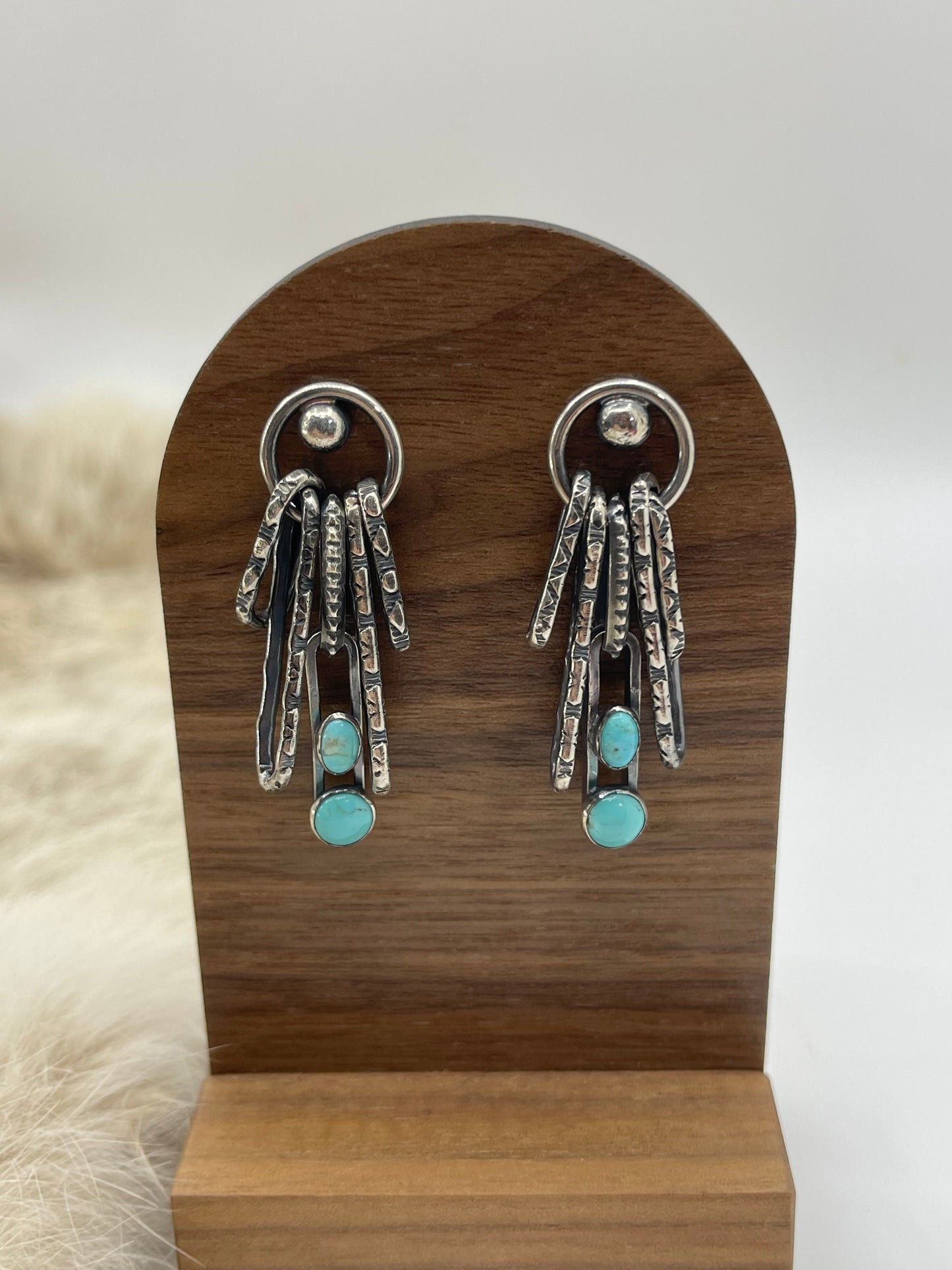Paperclip Chain Earrings with Turquoise by Bad Bronc
