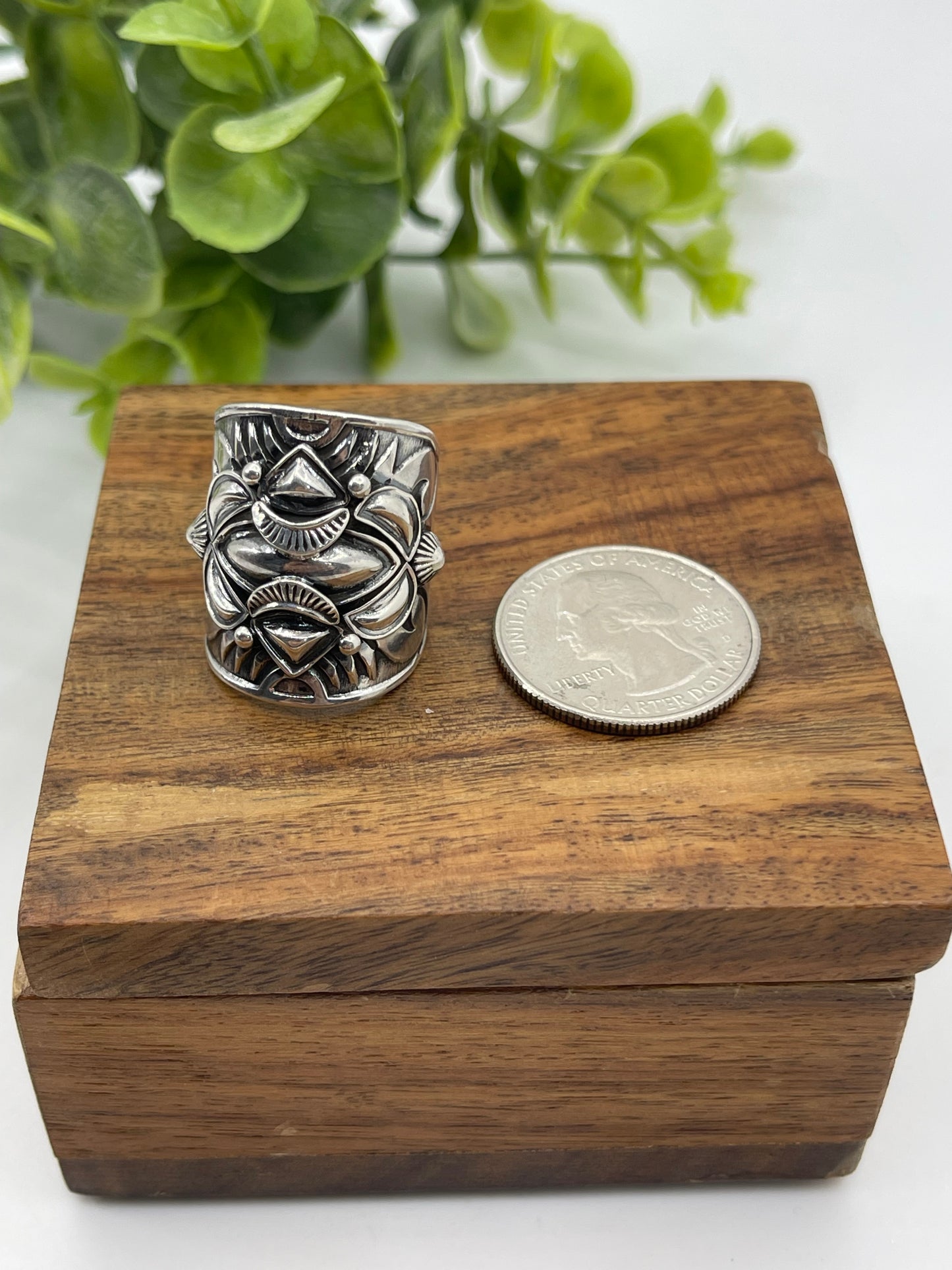 7.0 Wide Silver Band Ring by Derrick Gordon, Navajo