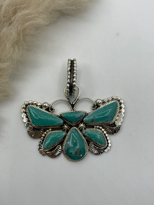 Kingman Turquoise Butterfly Pendany by Phyllis A. Smith, Navajo