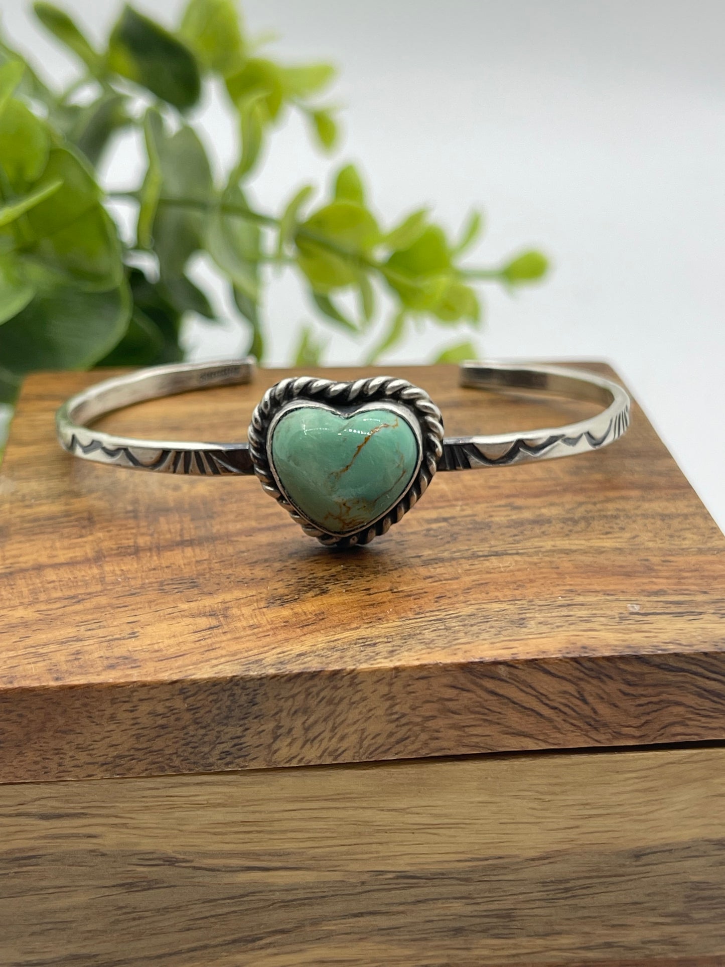 5.5" - 7" Kingman Turquoise Heart Cuff by Donovan Skeet, Navajo