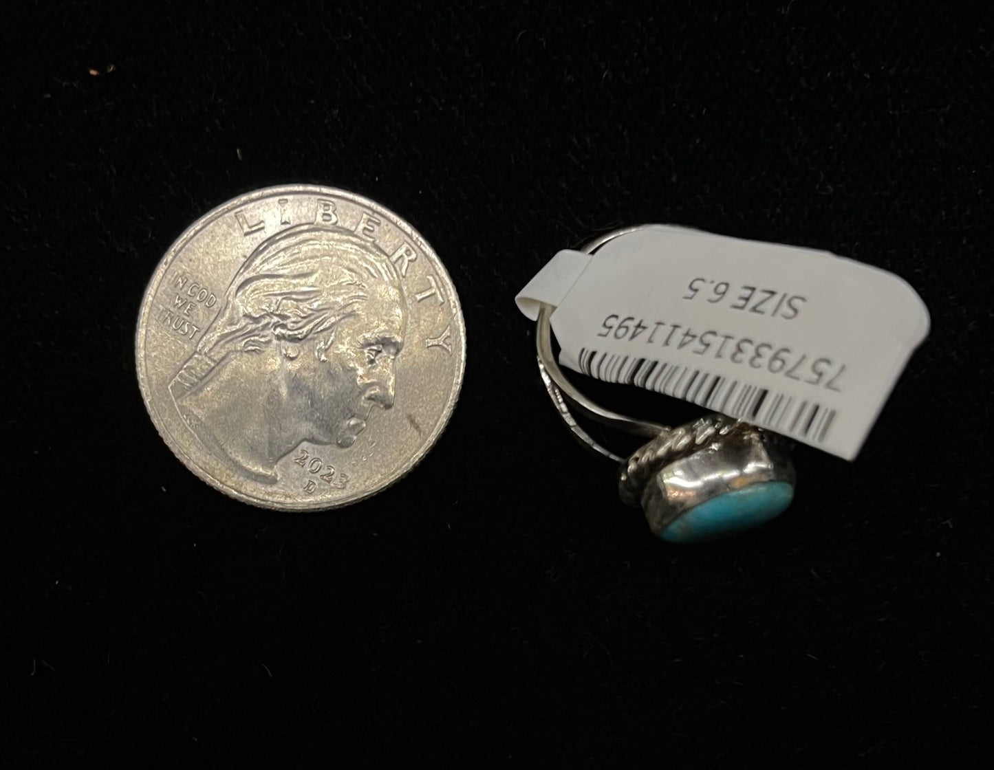 Kingman Turquoise Circle Rings by Kee, Navajo