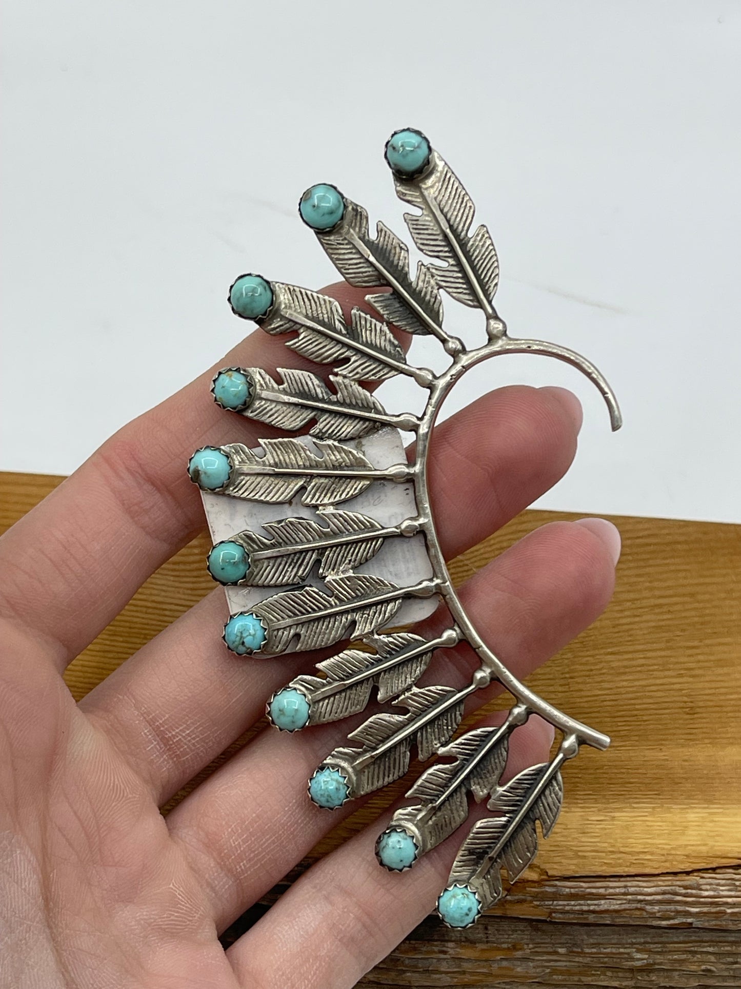 Right Ear Kingman Turquoise Headdress Ear Hanger, Navajo