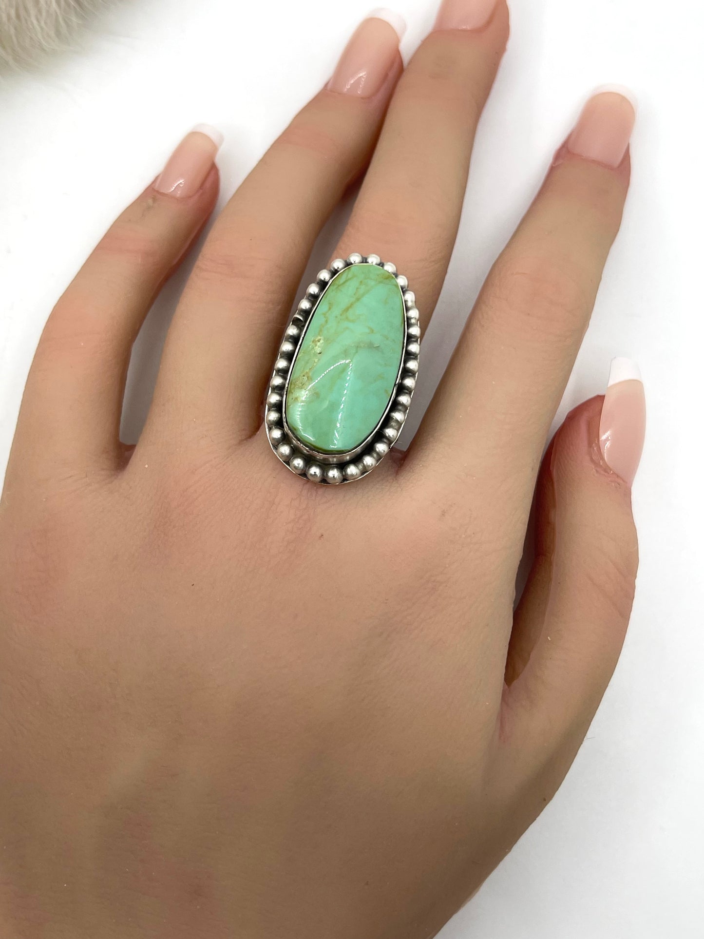 Adjustable Kingman Turquoise Ring by Phil Nez, Navajo