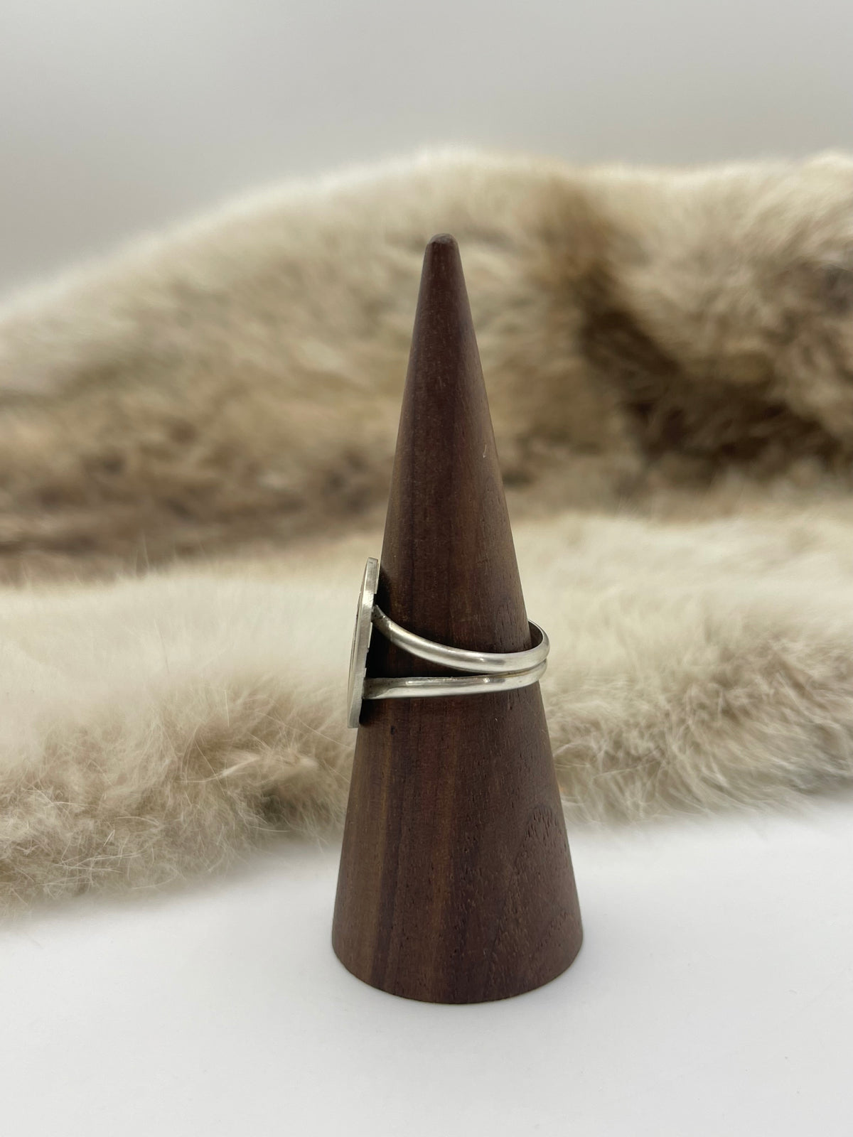 8.5 Silver Overlay Ring by Trinidad Lucas, Hopi