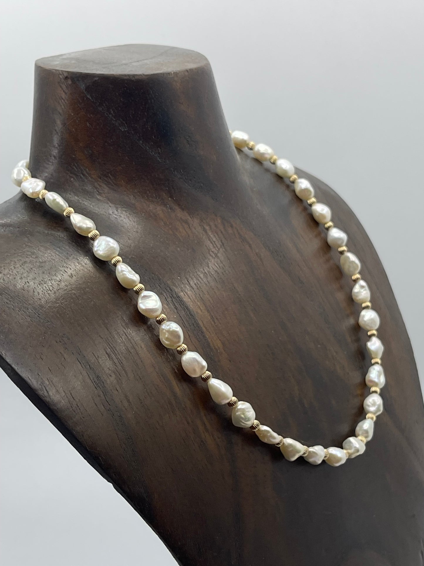 16"+2" 14k Gold Filled Beads and Freshwater Pearl Necklace