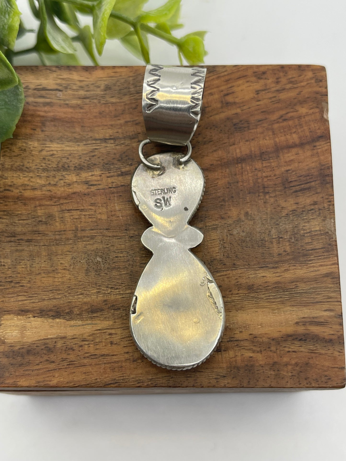 2 Stone Turquoise Pendant by Selina Warner, Navajo