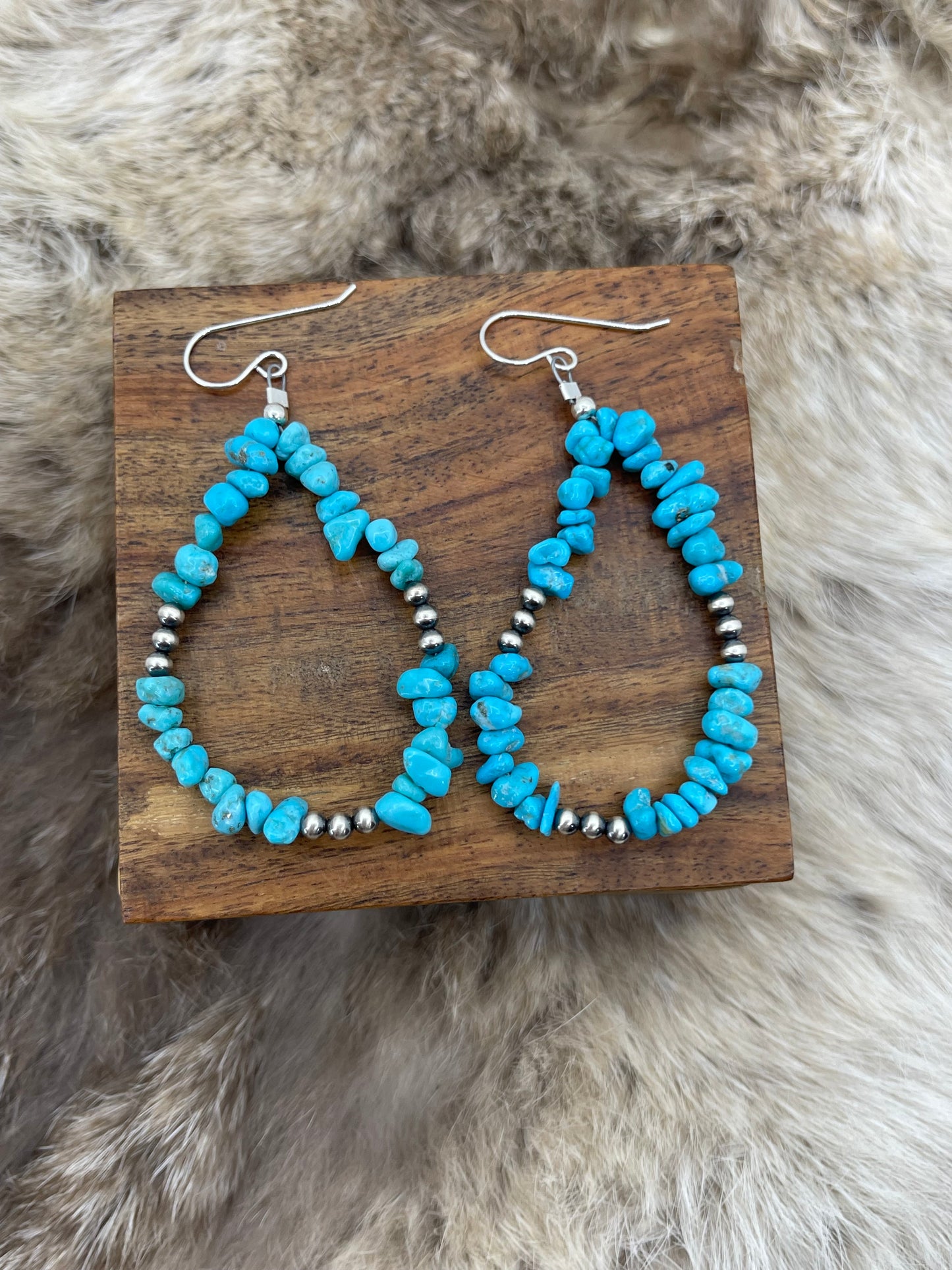 Turquoise Chunks & Navajo Style Pearl Teardrops
