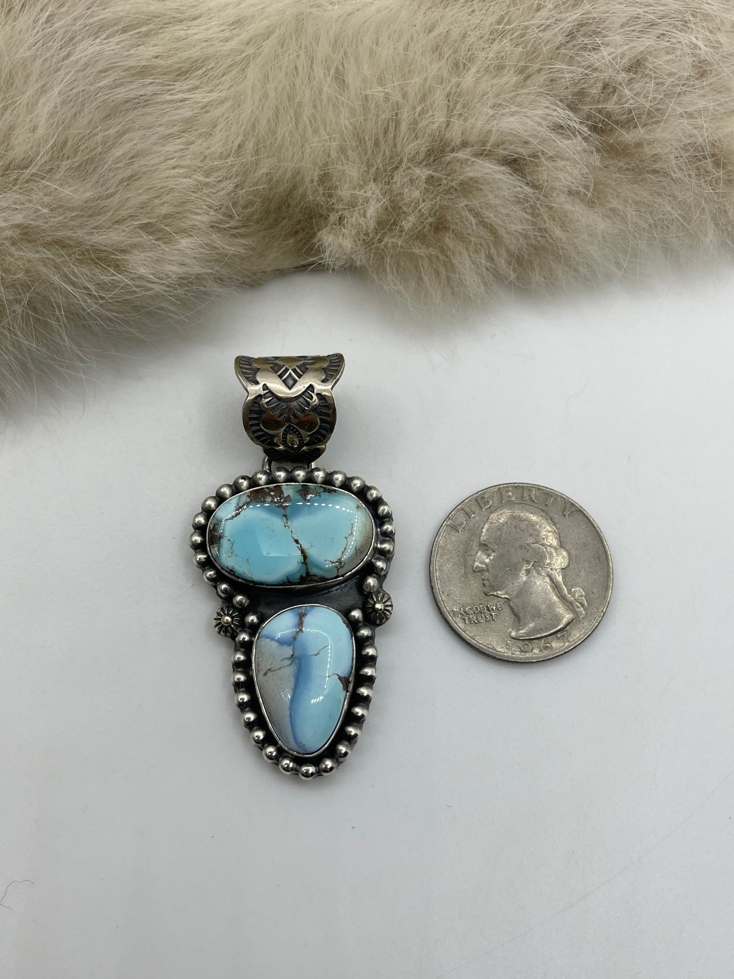 10MM Bail 2 Stone Golden Hills Turquoise Pendant