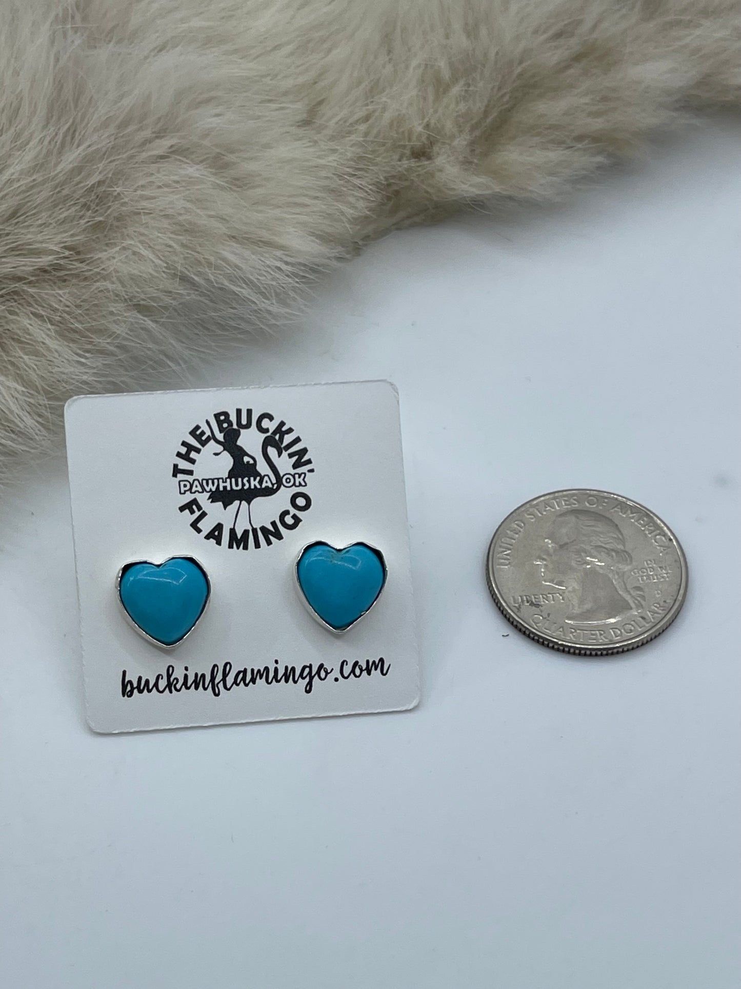 BLUE TURQUOISE HEART POST EARRINGS