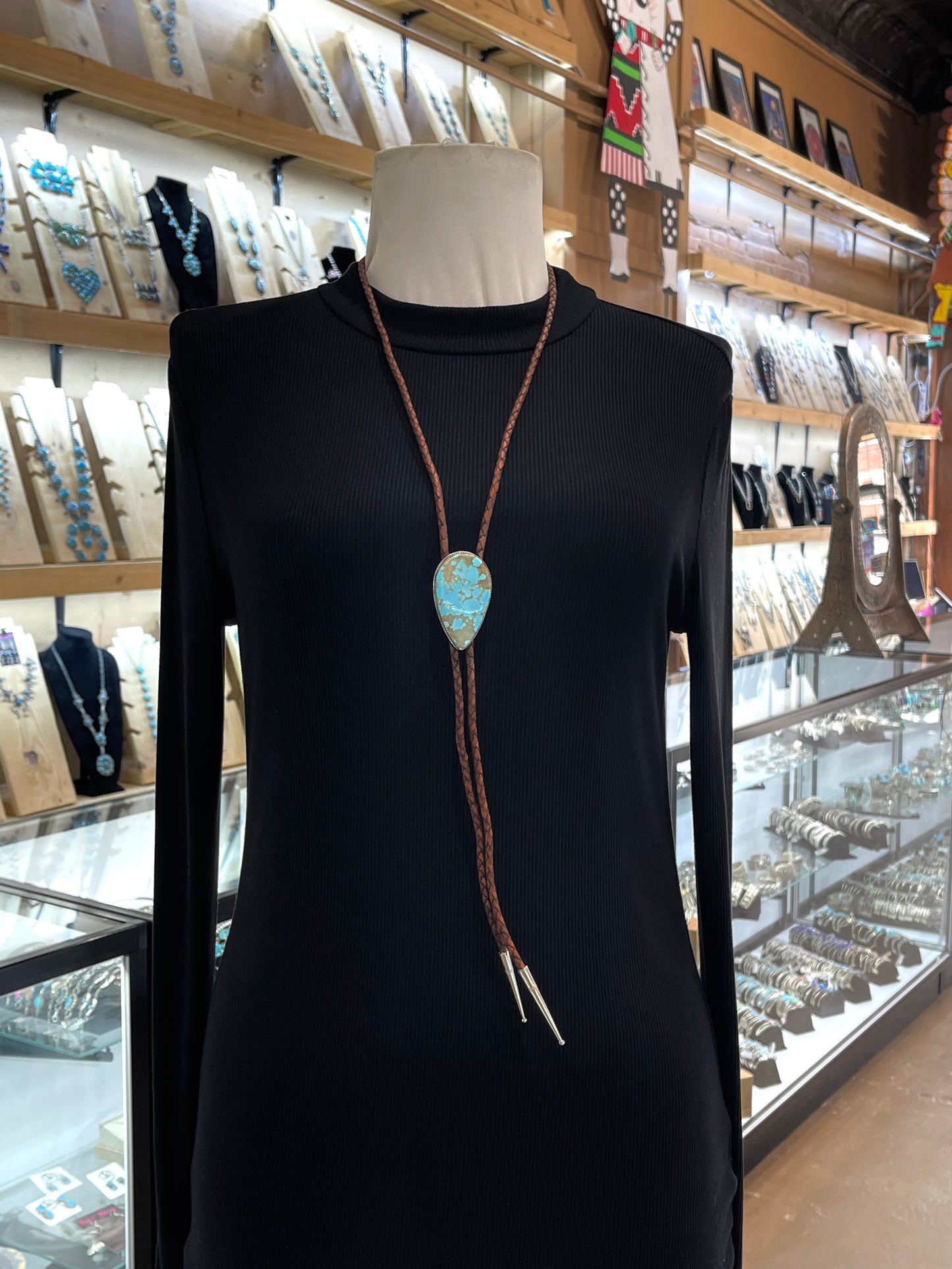 Bolo Tie with #8 Turquoise Teardrop Stone