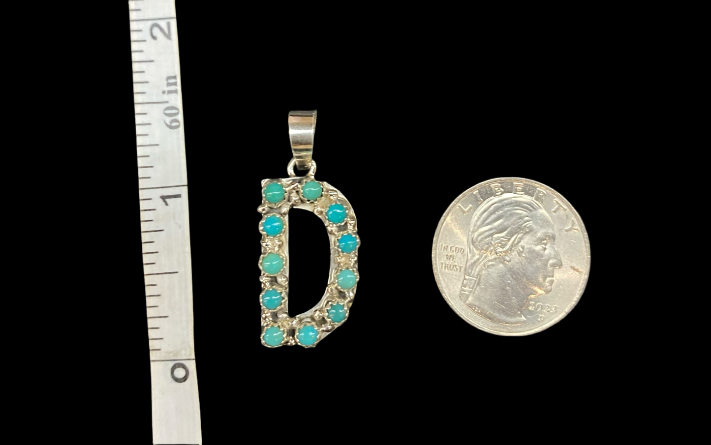 "D" Turquoise Pendant by Scott Skeets, Navajo