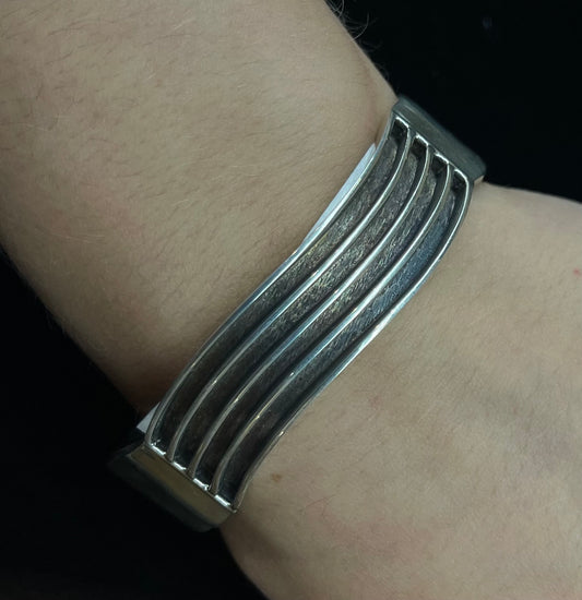 6 1/2" Sterling Silver Wave Cuff by Bahe, Navajo